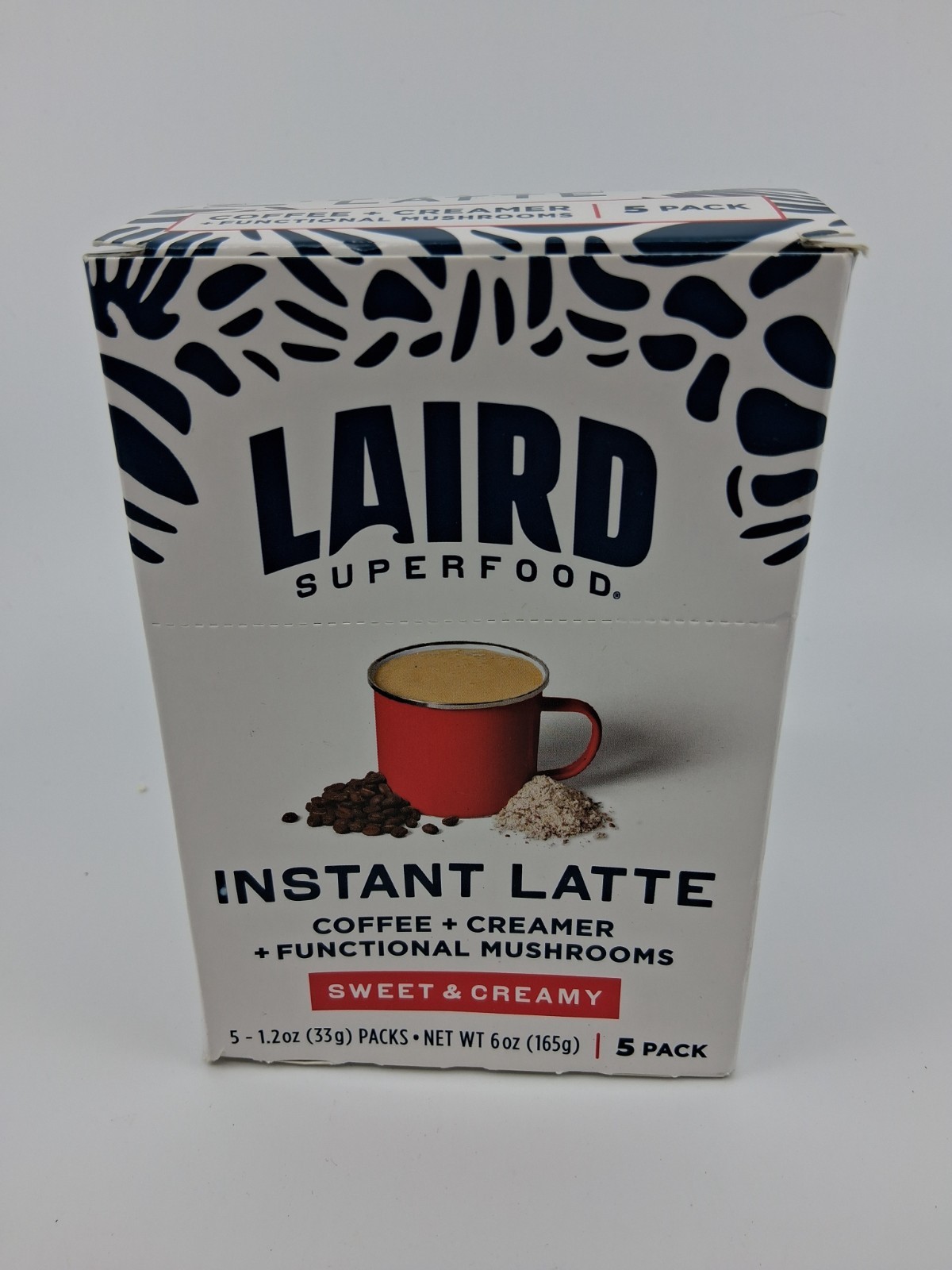 Laird Instant Latte Coffee+Creamer+Mushrooms - Sweet & Creamy - 5 pack BB 4/2027