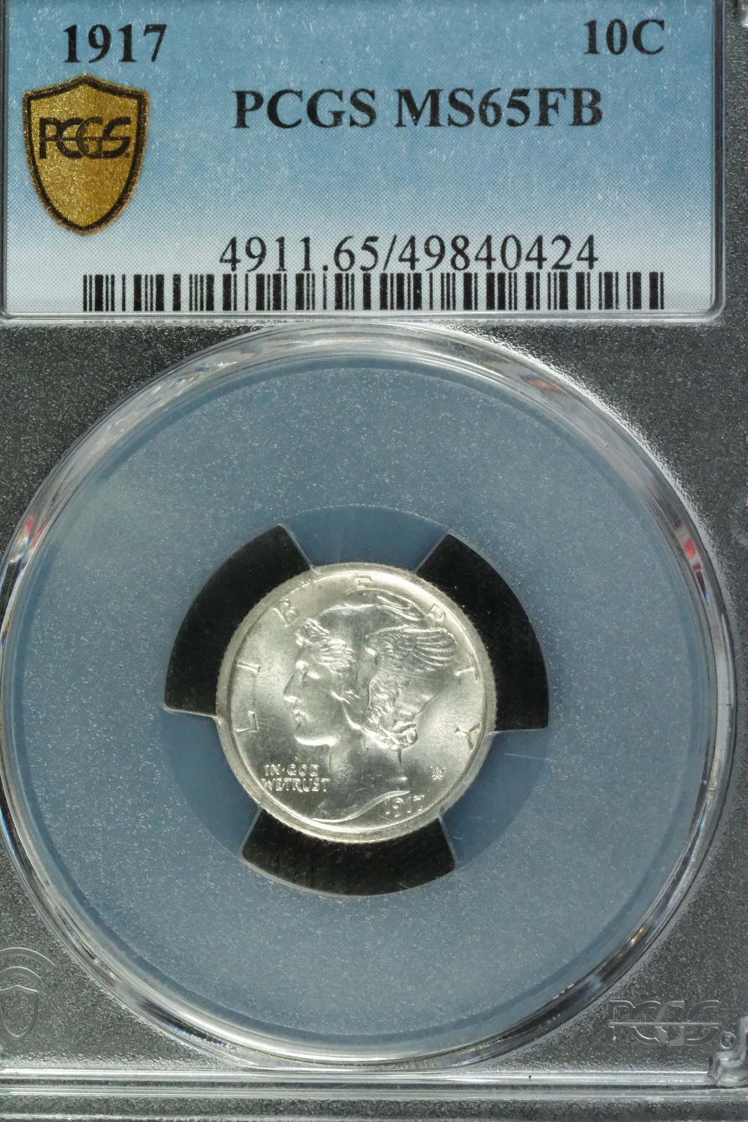 1917 MS65FB Mercury Dime PCGS 49840424