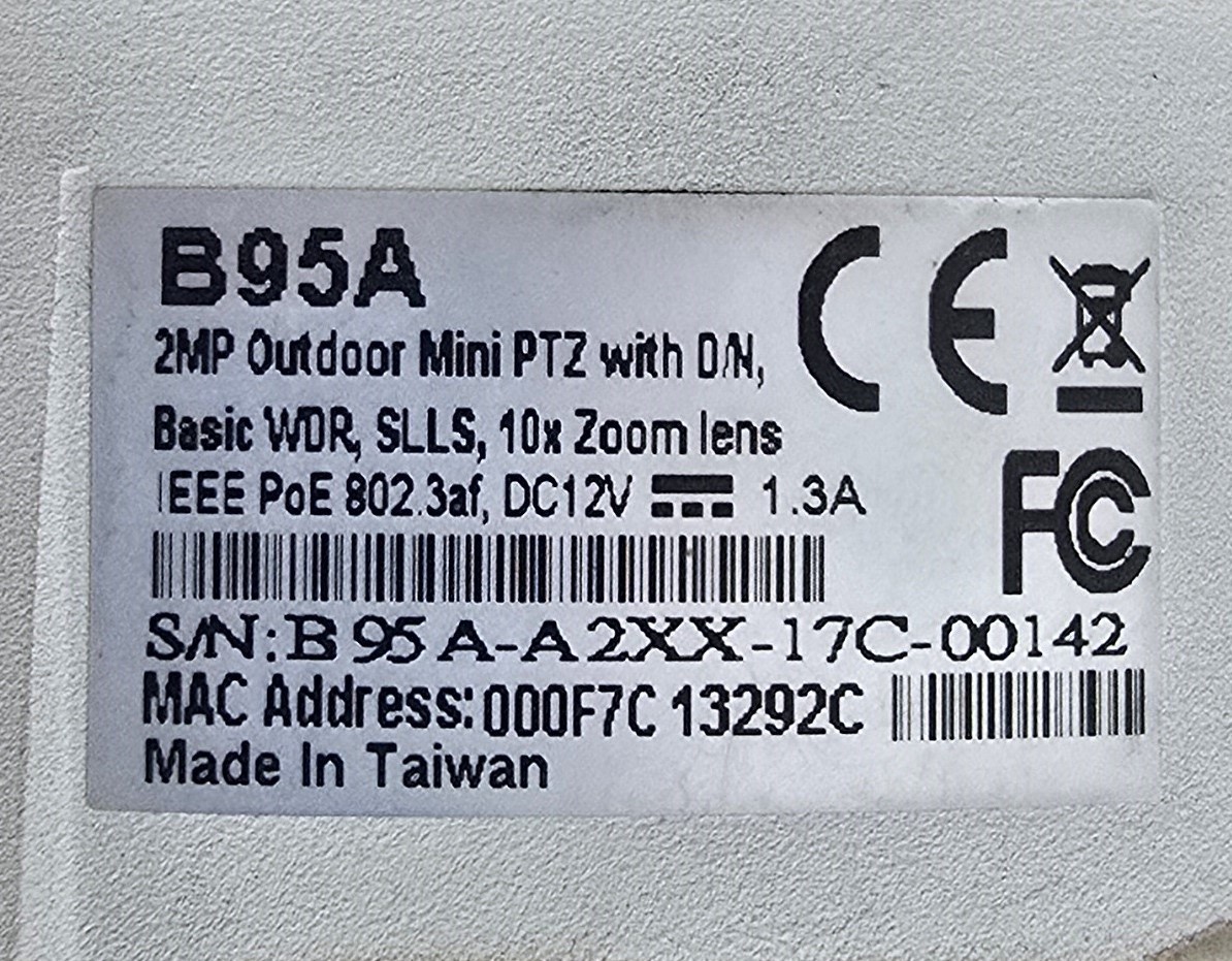 ACTi B95A 2 Megapixel Outdoor Mini PTZ Security Camera with Day/Night
