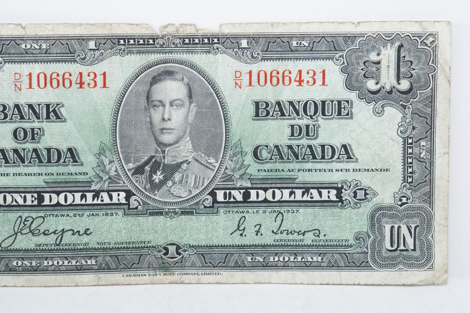 1937 Canada $1 Note Circulated (nb388)