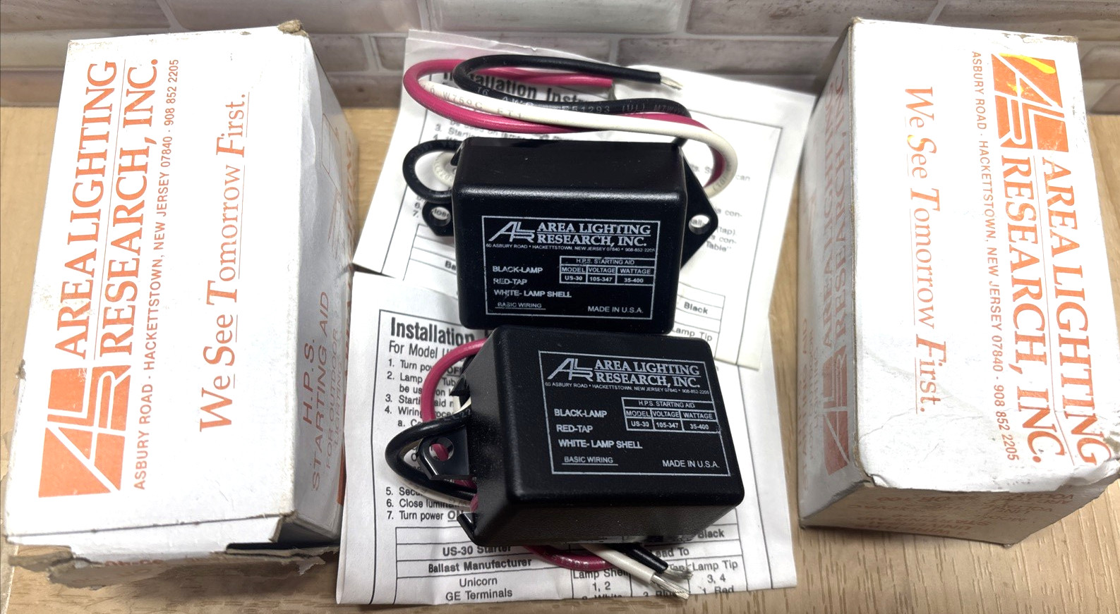 2- H.P.S. STARTING AID FOR OUTDOOR LIGHTING US-30 AREA LIGHTING RESEARCH INC