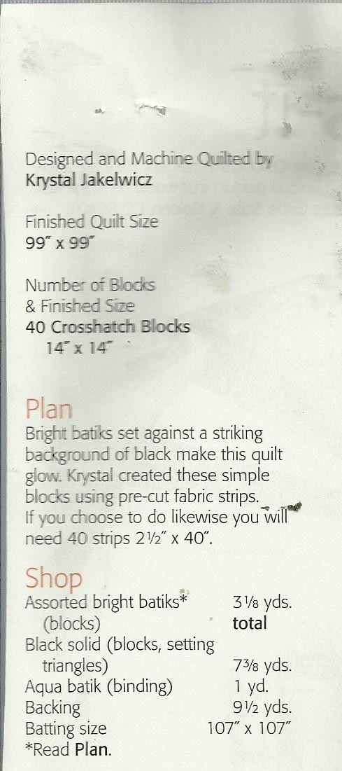 A0036 CROSSHATCH QUILT PATTERN/INSTRUCTIONS