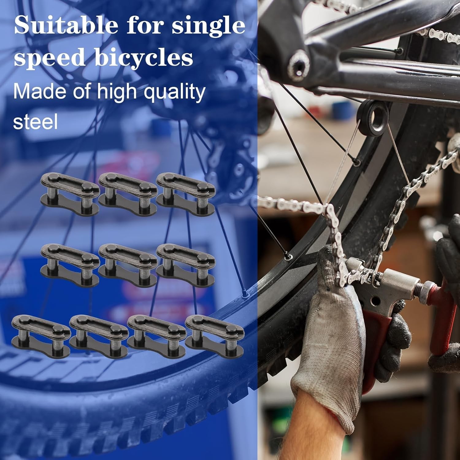 10 PCS Bike Chain Master Link, Single Speed Bicycle Master Link for Bicycle Cha