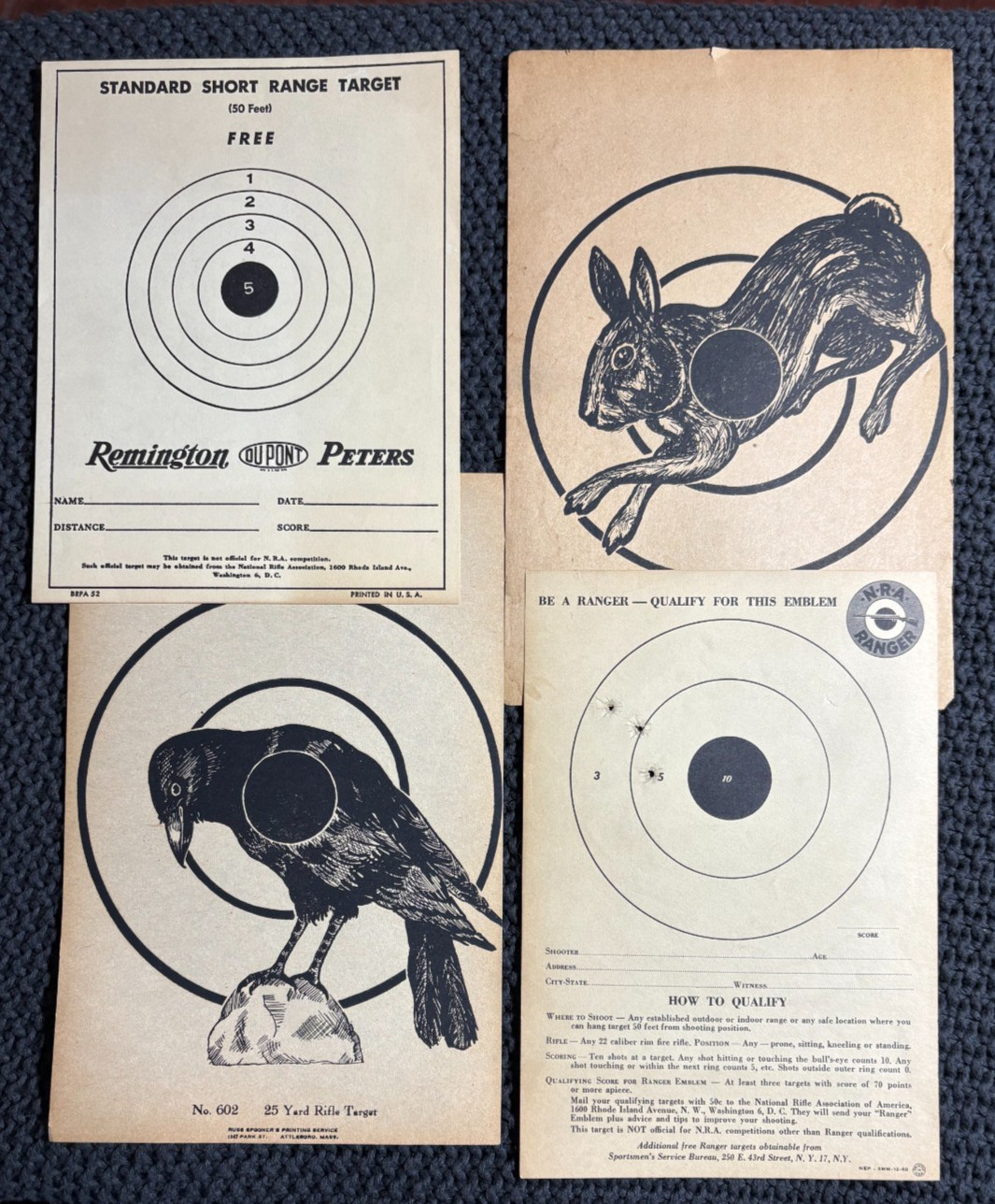 Vintage RUSS SPOONER Shooting Target VG/VG+ LOT of 40 Rabbit Crow Remington