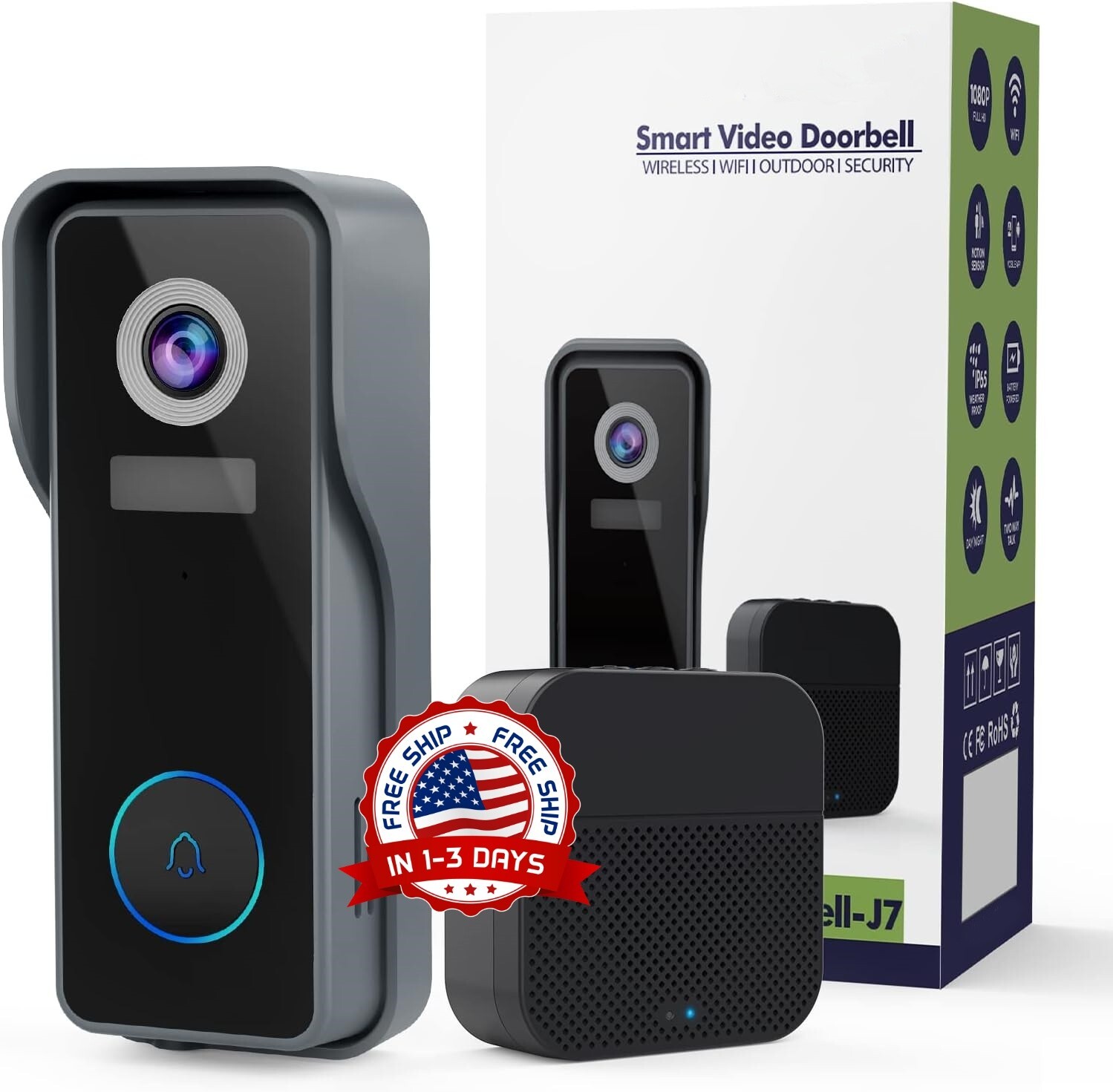 Camera Timbre De Puerta HD Wifi Inalambrico Con Camara Audio Y Video Para Casa