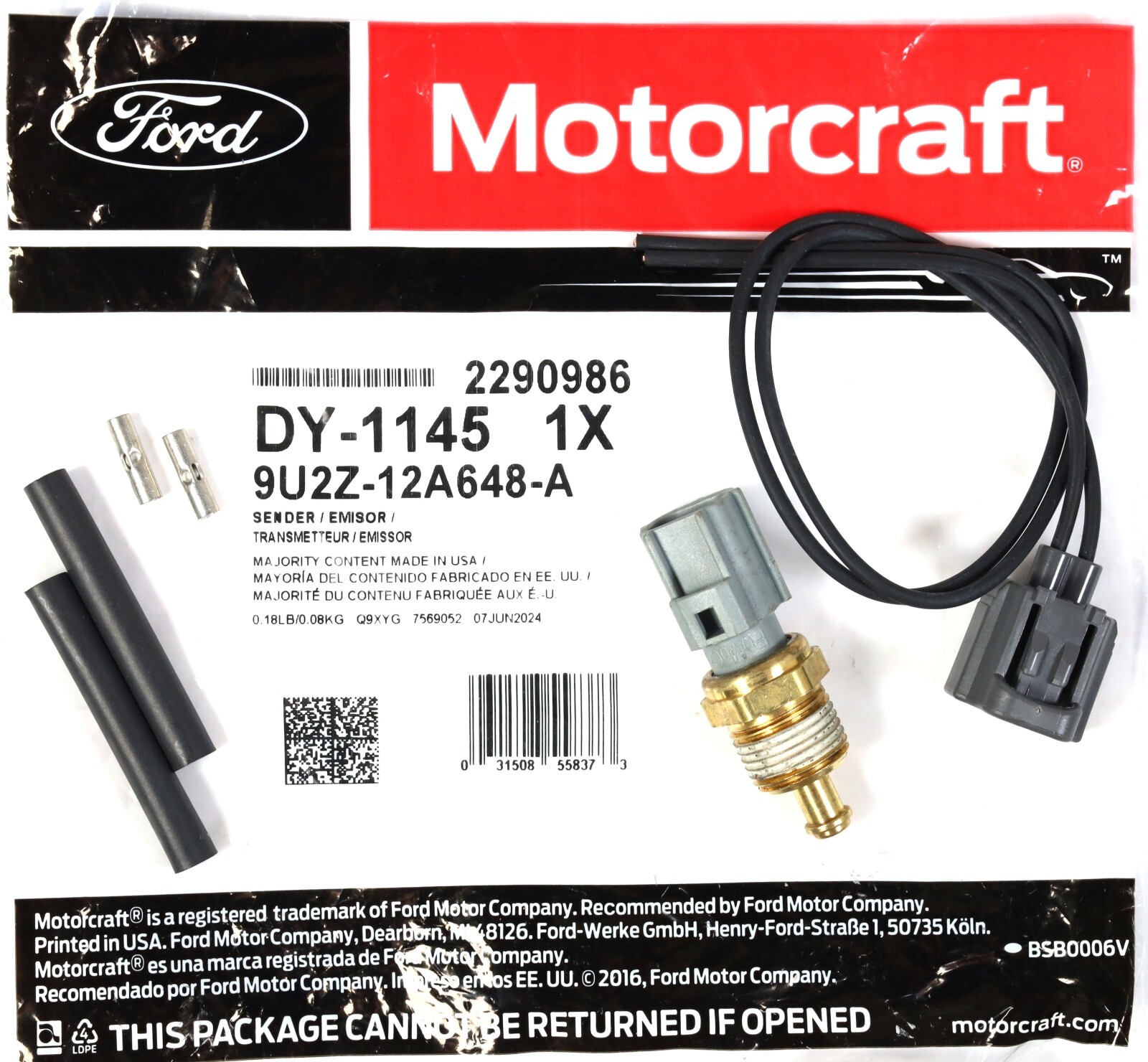 OEM Motorcraft DY-1145 Oil Temperature Sensor Kit 94-97 7.3L Powerstroke Diesel