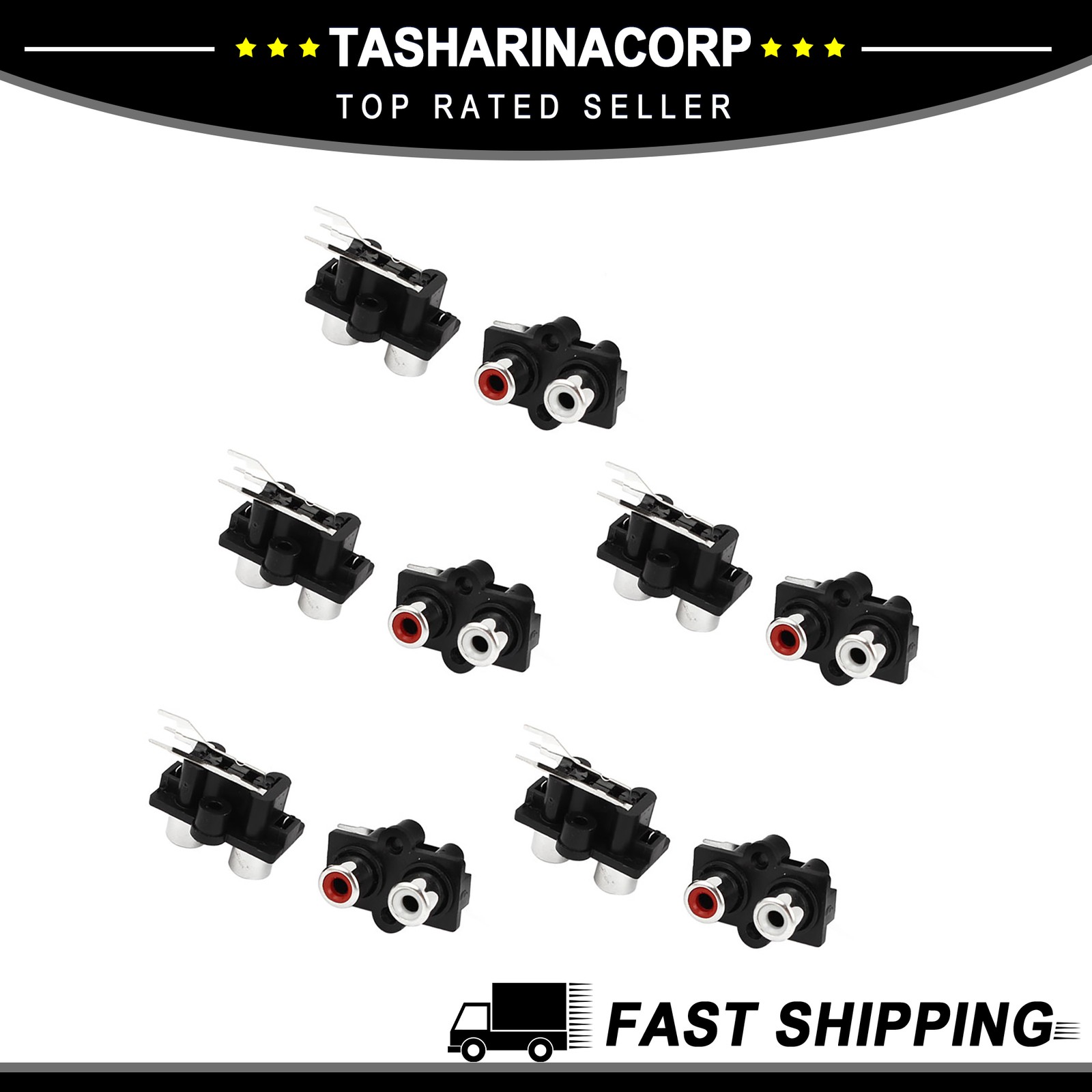 Audio Video Concentric PCB Mounted 2 Female Jack RCA Socket Connectors 10 Pcs