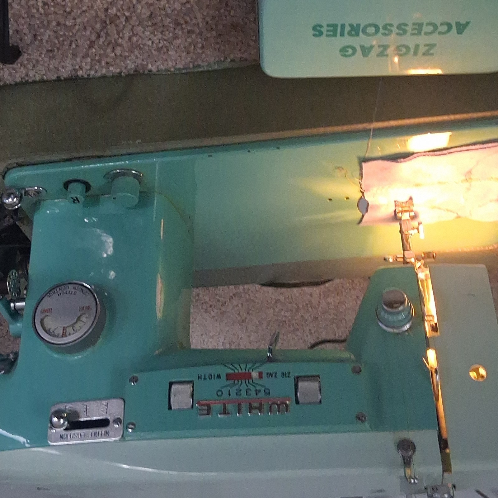 Vintage 1963 White 363 Electric Zigzag Sewing Machine w/ Stitch Length Control