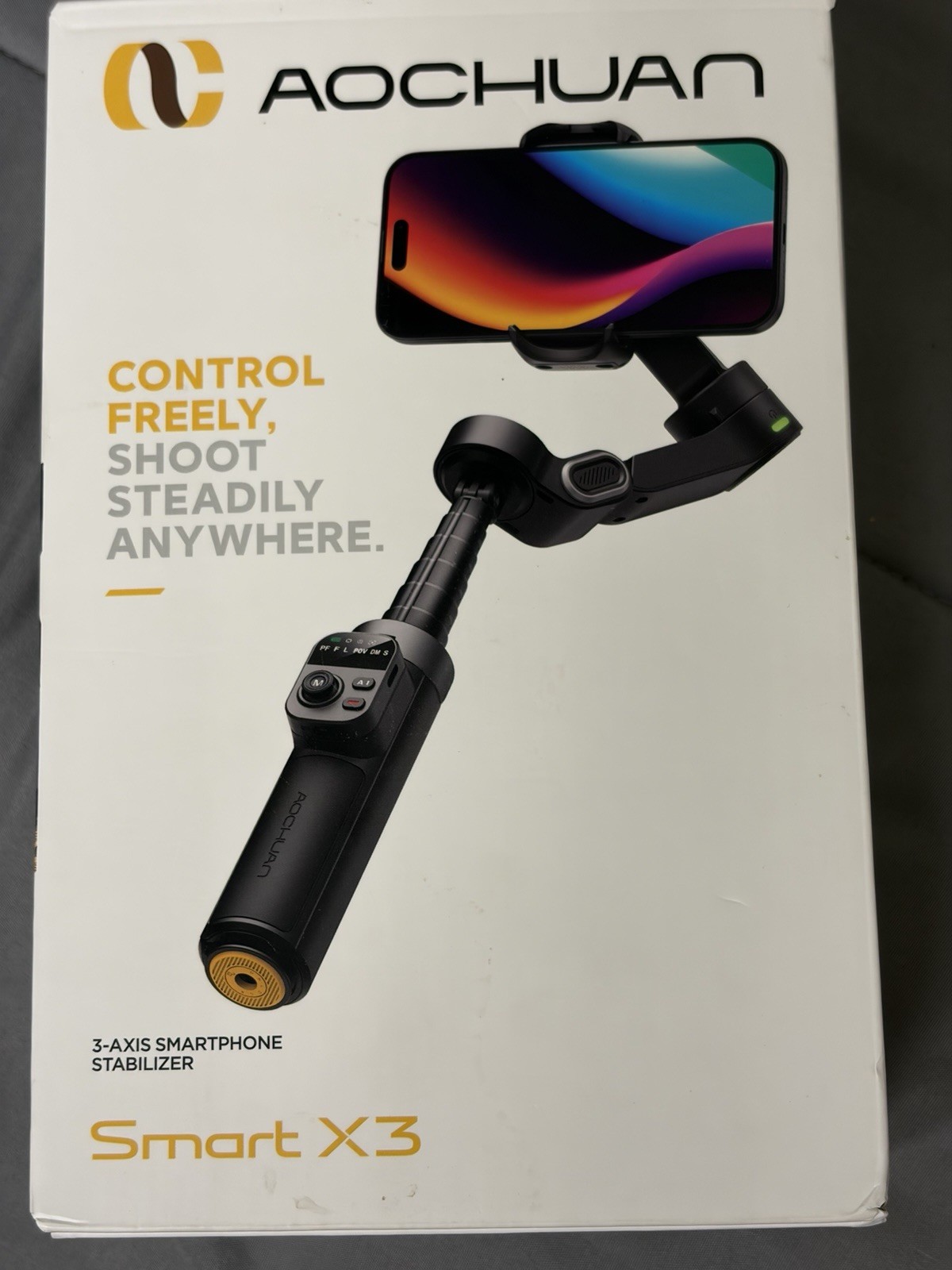 Smart X3 3-Axis Gimbal Stabilizer 360 Rotation Detachable Remote Extension Rod