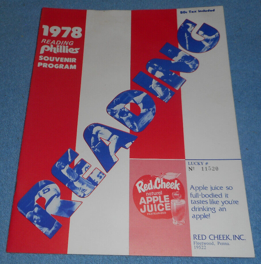 1978 Reading Phillies Minor League Baseball Souvenir Program Scorebook Unscored