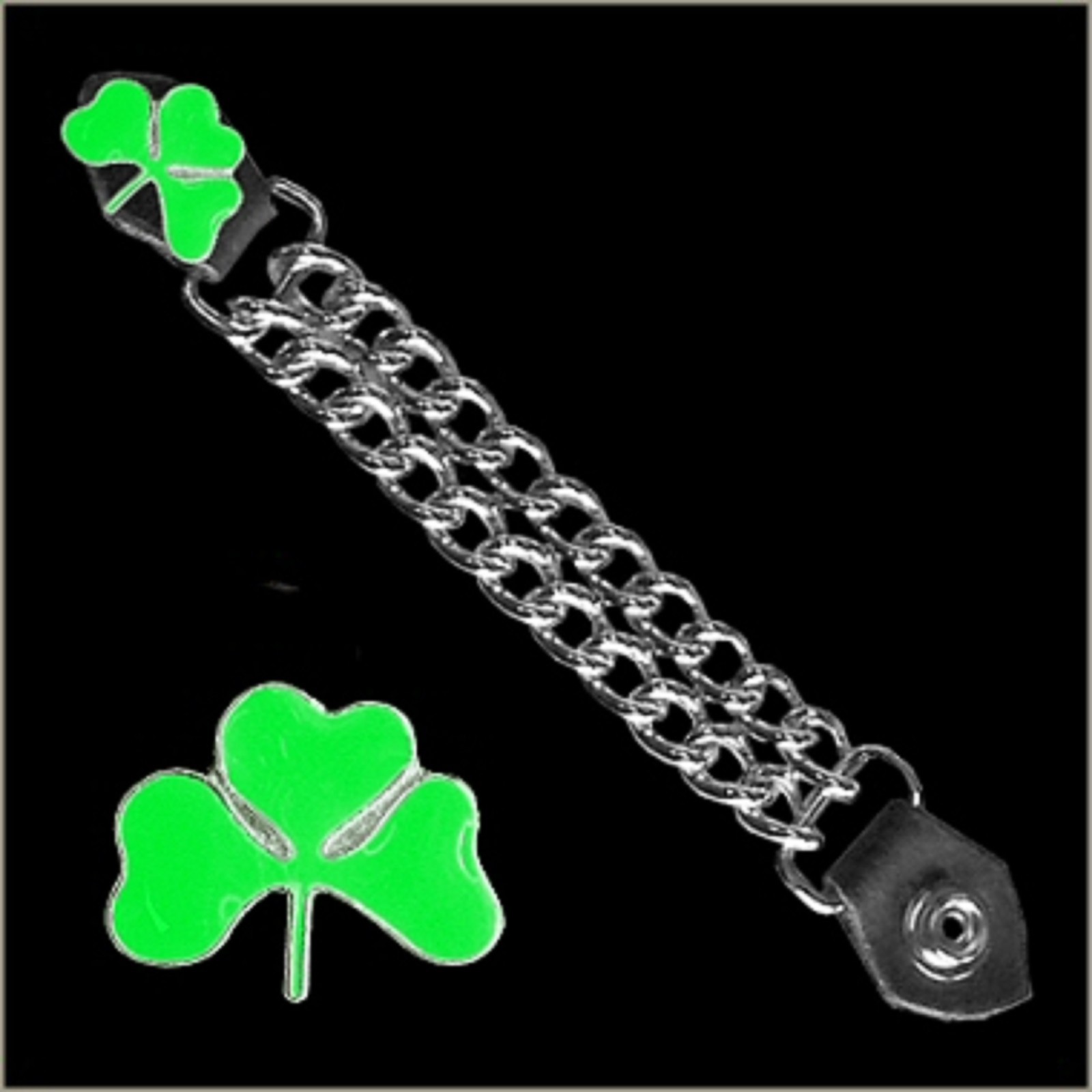 BIKER VEST EXTENDER SHAMROCK MADE IN USA! harley motorcycle chaps leathers