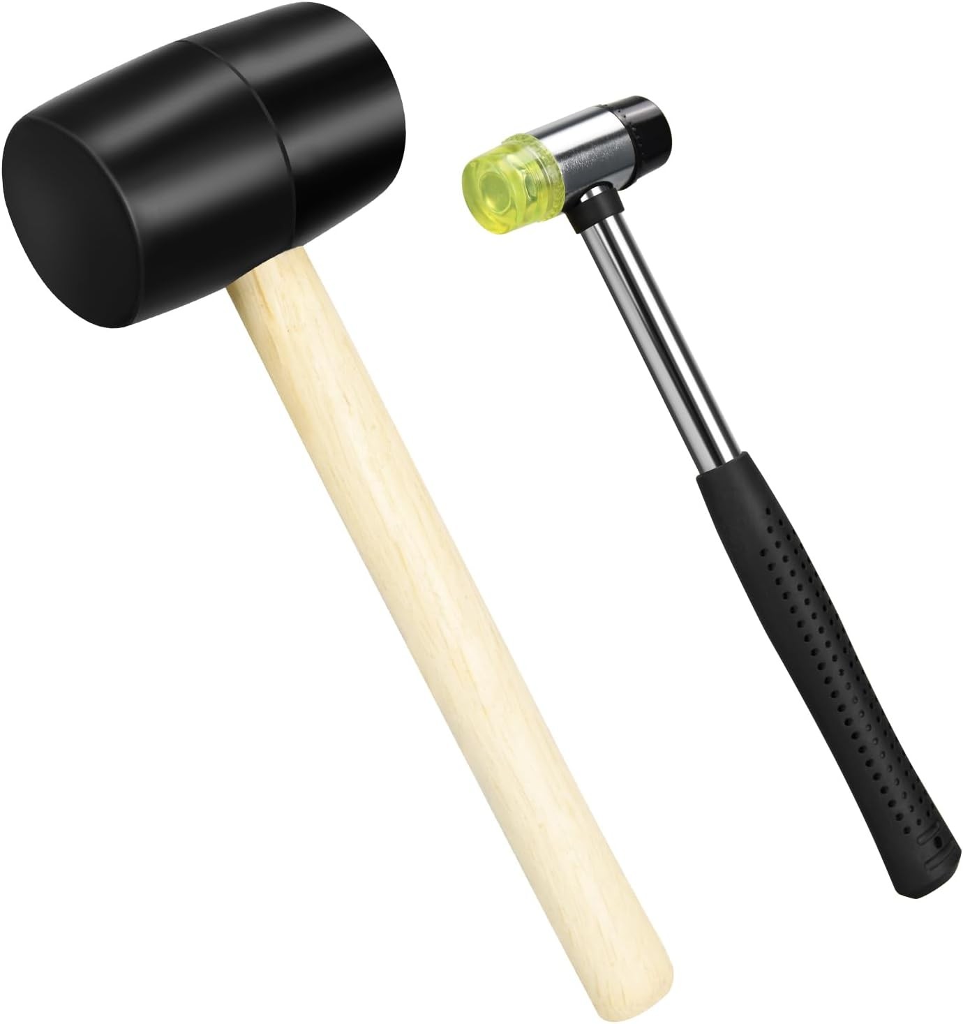 2pcs Rubber Mallet Set – 16oz & 25mm Double-Faced Soft Hammer for Woodworking