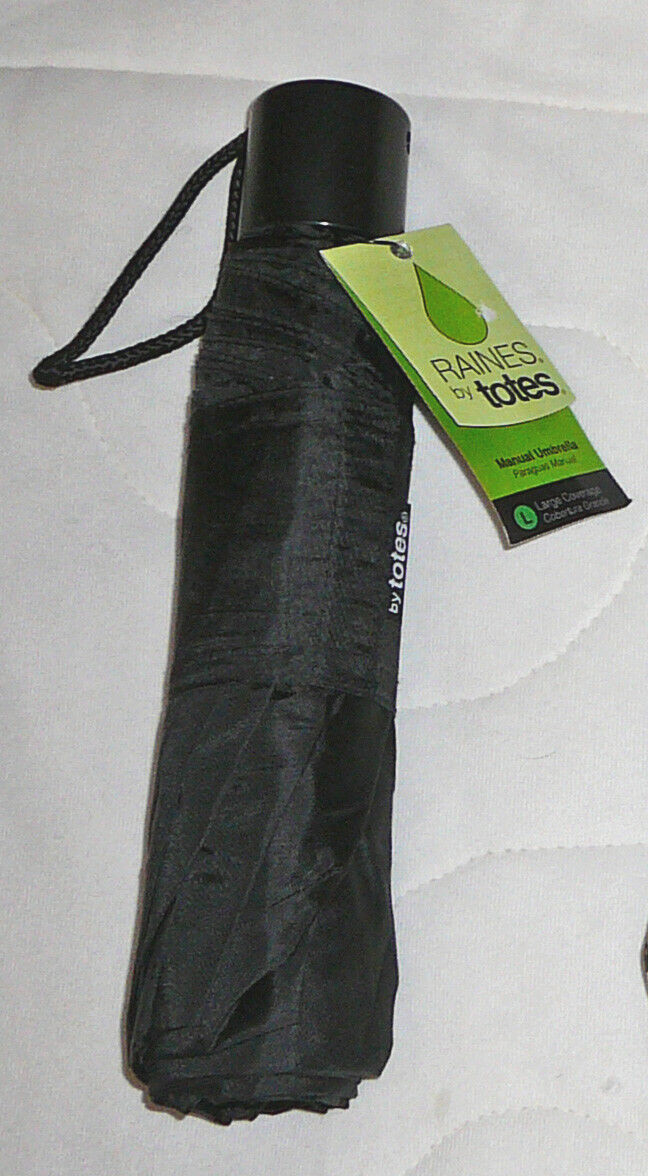 2 pk Raines Totes Manual Umbrella Large L Coverage Compact Isotoner Black