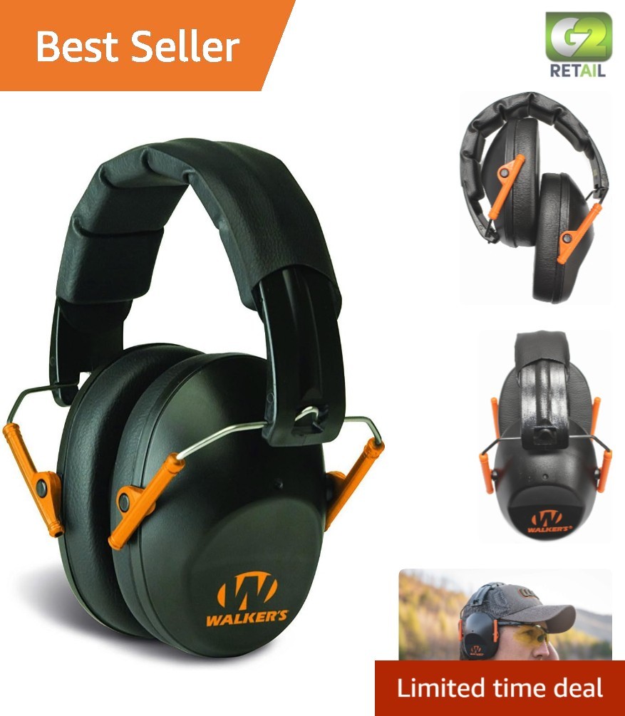 Unisex Orange Earmuffs with 22dB Noise Reduction - Ideal for Hunting & Shooting