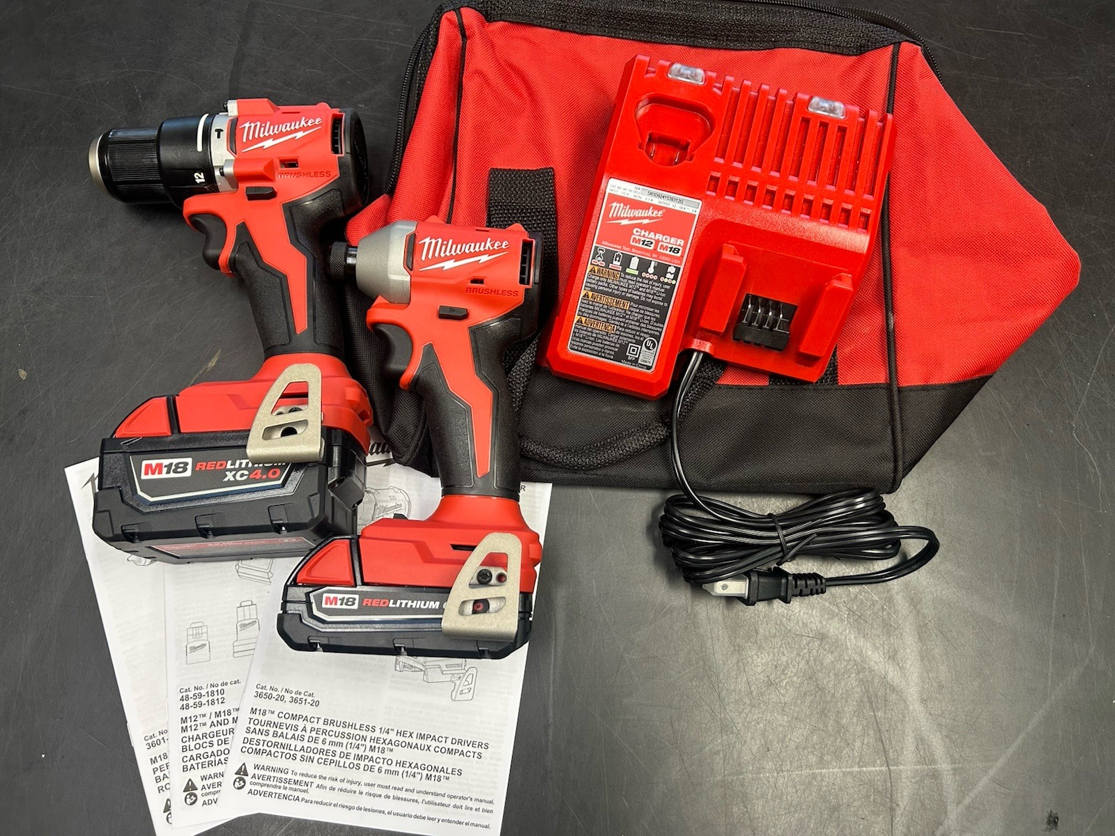 Milwaukee M18 Brushless Compact Hammer Drill/Impact Combo Kit (2-Tool) w/ Bag