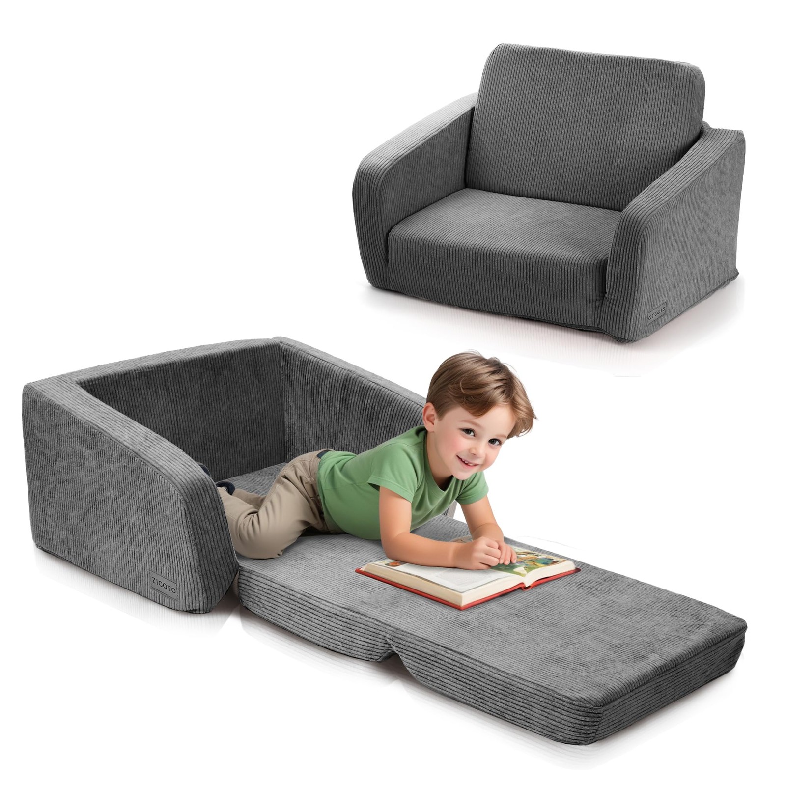 ZICOTO Comfy Kids Chair for Toddler  Stylish 2 in 1 Lounger Made of Memory Fo...