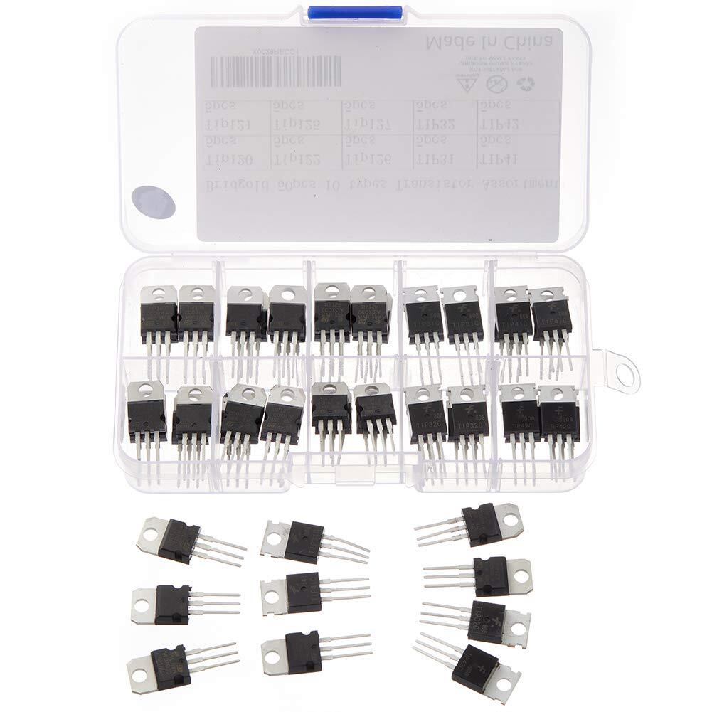 50pcs 10Types TIP Series Transistors Assortment Kit Including TIP31 TIP32 TIP...