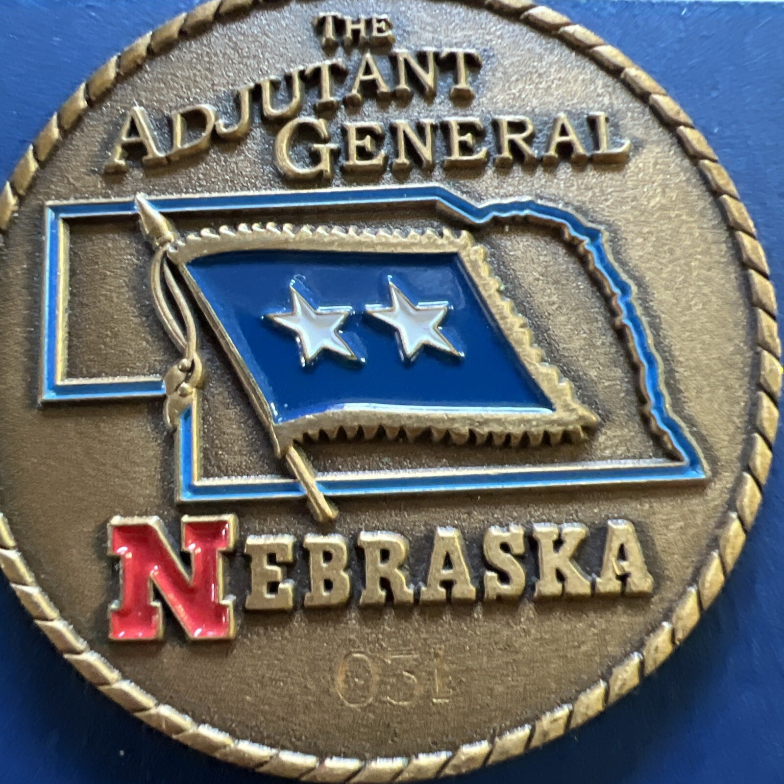 AUTHENTIC NEBRASKA ADJUTANT GENERAL NATIONAL GUARD RARE CHALLENGE COIN. RARE