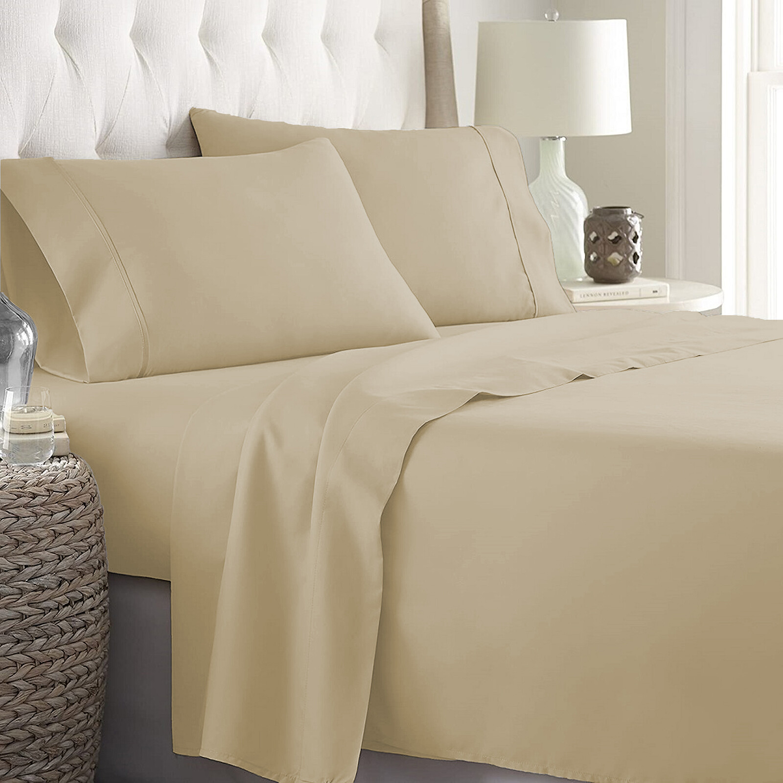 Extra Depth Pocket 1000 TC/1200 TC Organic Cotton Taupe Solid Select Item