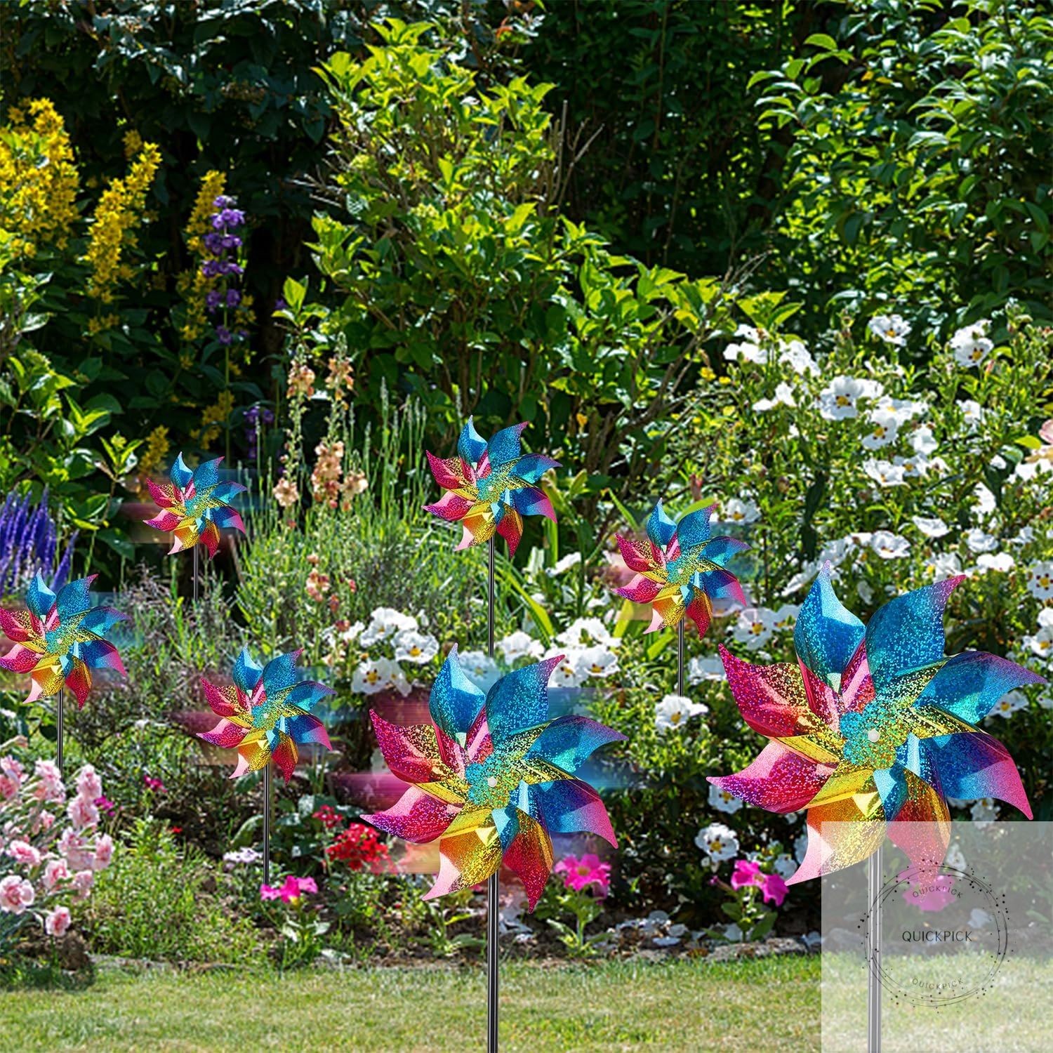 10 Pack Reflective Pinwheels Wind Spinner (Assembly Required), Extra Sparkly