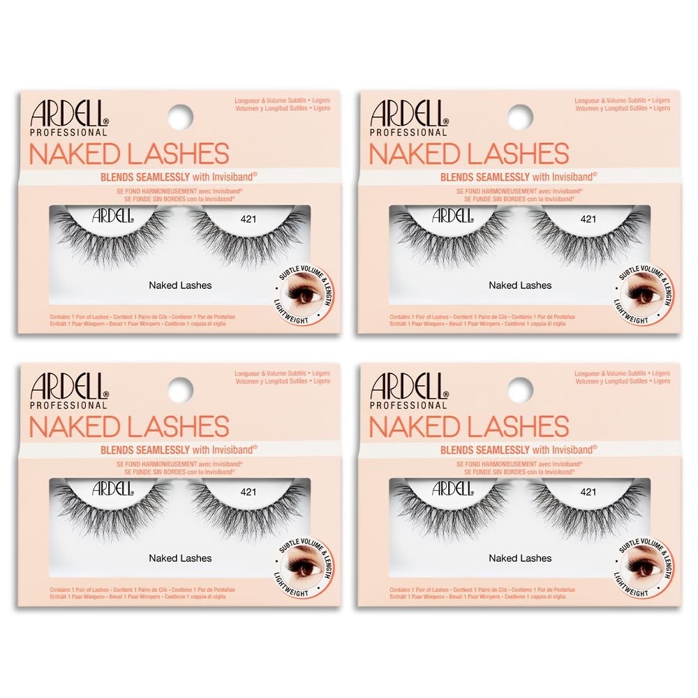 (4 Packs) ARDELL NAKED Lashes Invisiband 421 Natural Subtle Volume Eyelashes