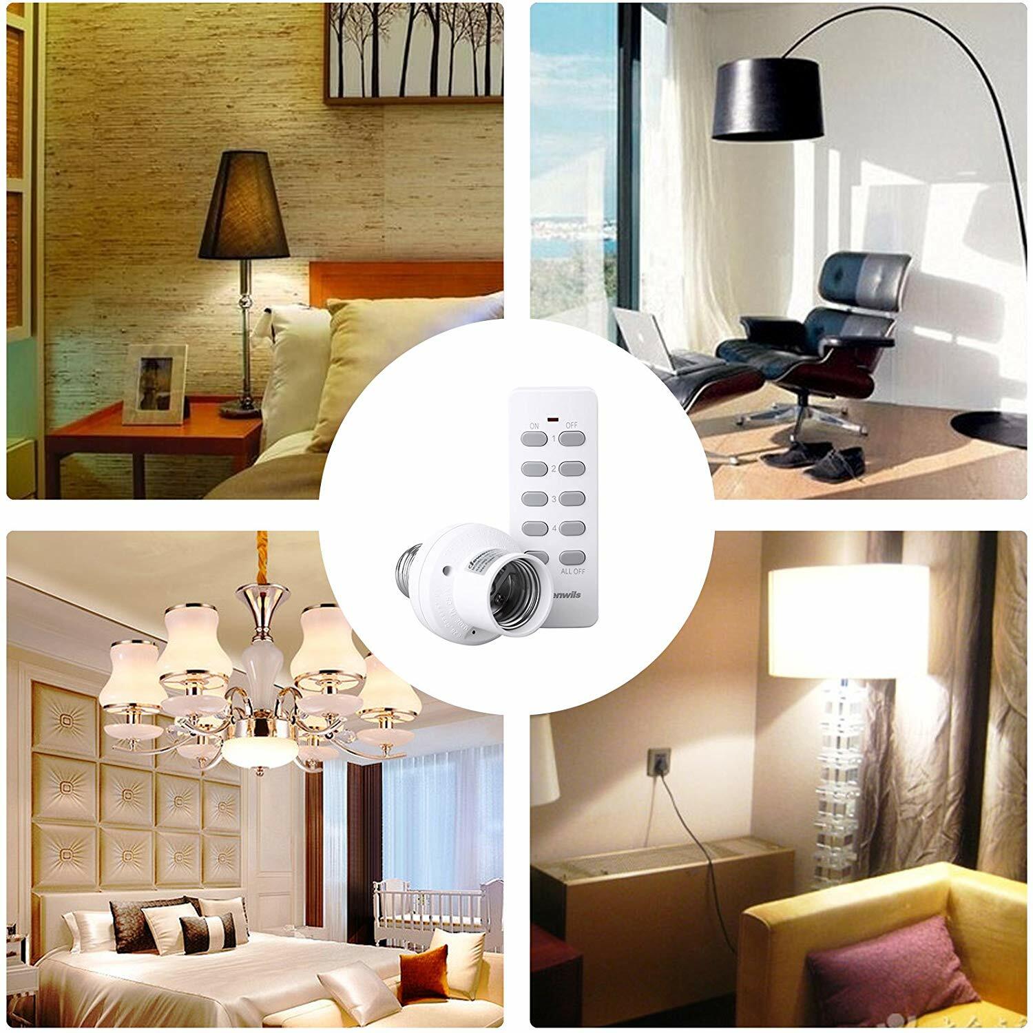 DEWENWILS Remote Control Light Lamp Socket Programmable, 4 Sockets 2 Remotes