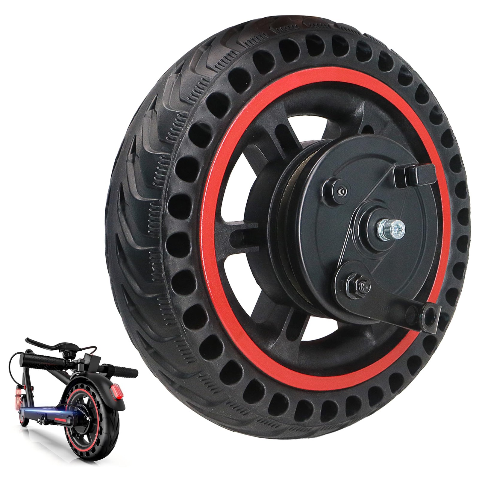 8.5'' Electric Scooter Replacement Wheel – Solid Tire with Hub & Drum Brake |...