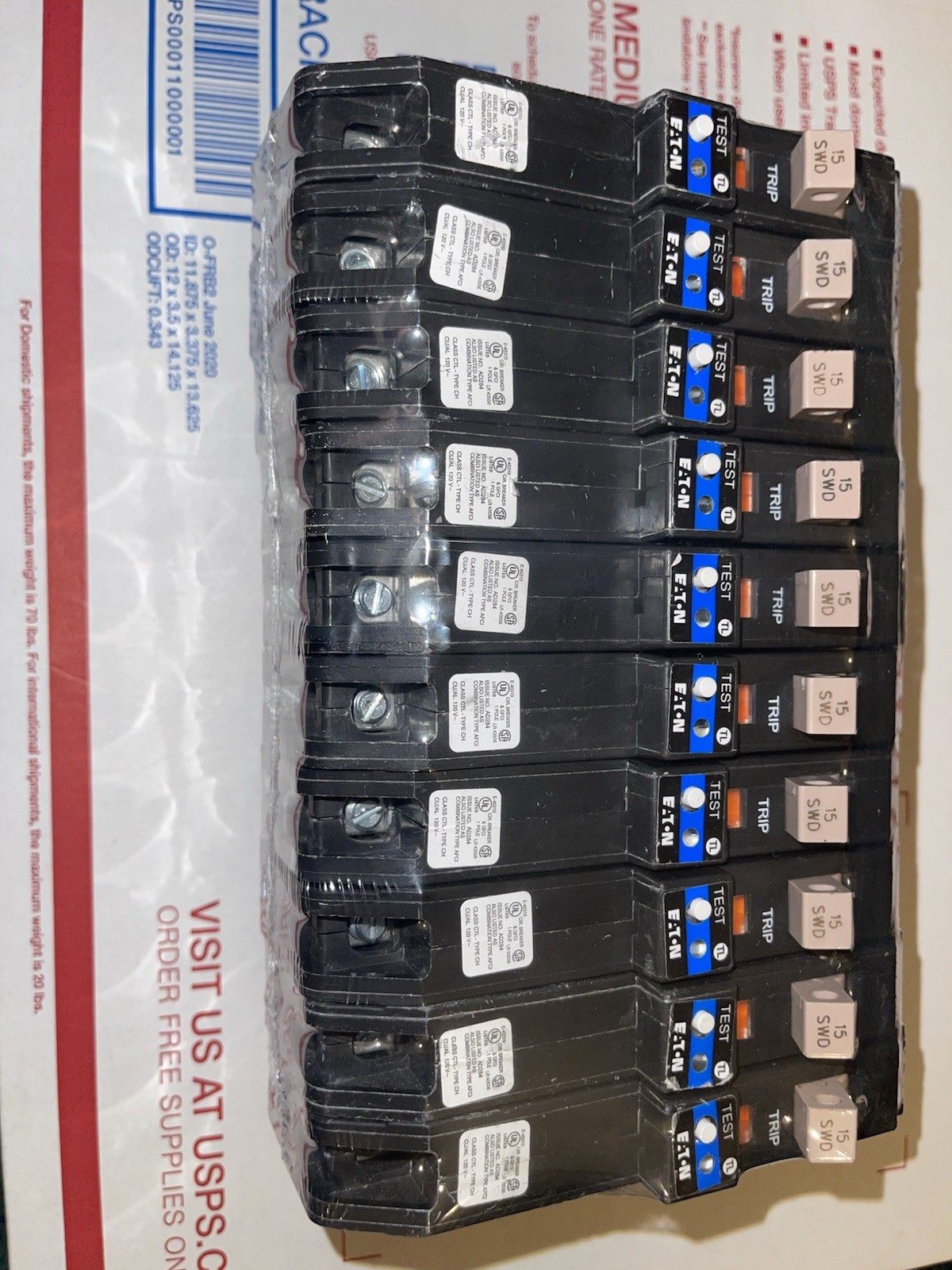CHFP115DF 10 PCS EATON CUTLER HAMMER 1P 15A DUAL FUNCTION AF/GF CIRCUIT BREAKERS