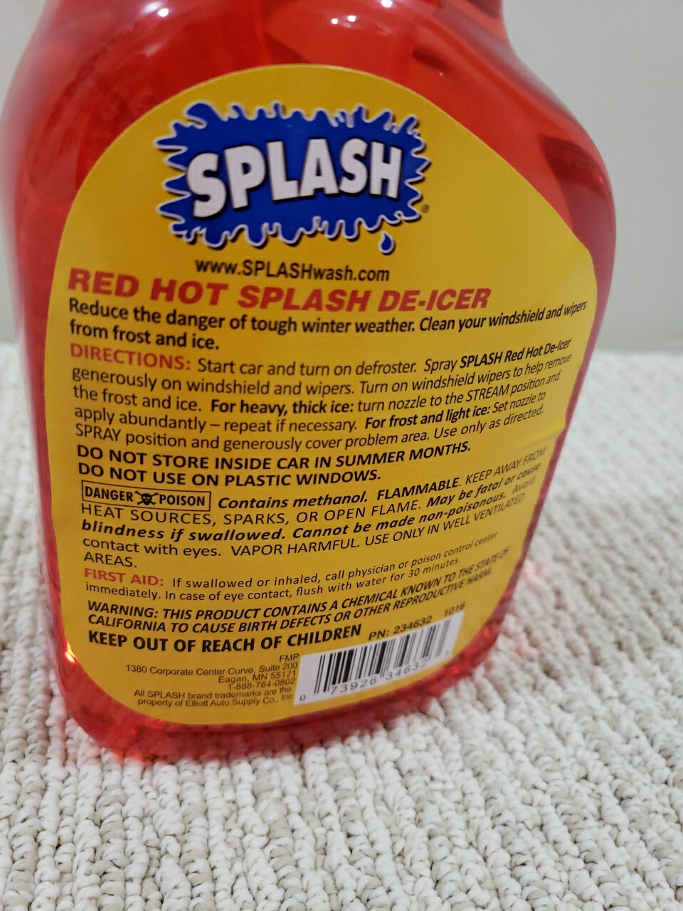SPLASH Red Hot De-icer Windshield Trigger Spray 32 Ounces, New. Melts Ice Safely