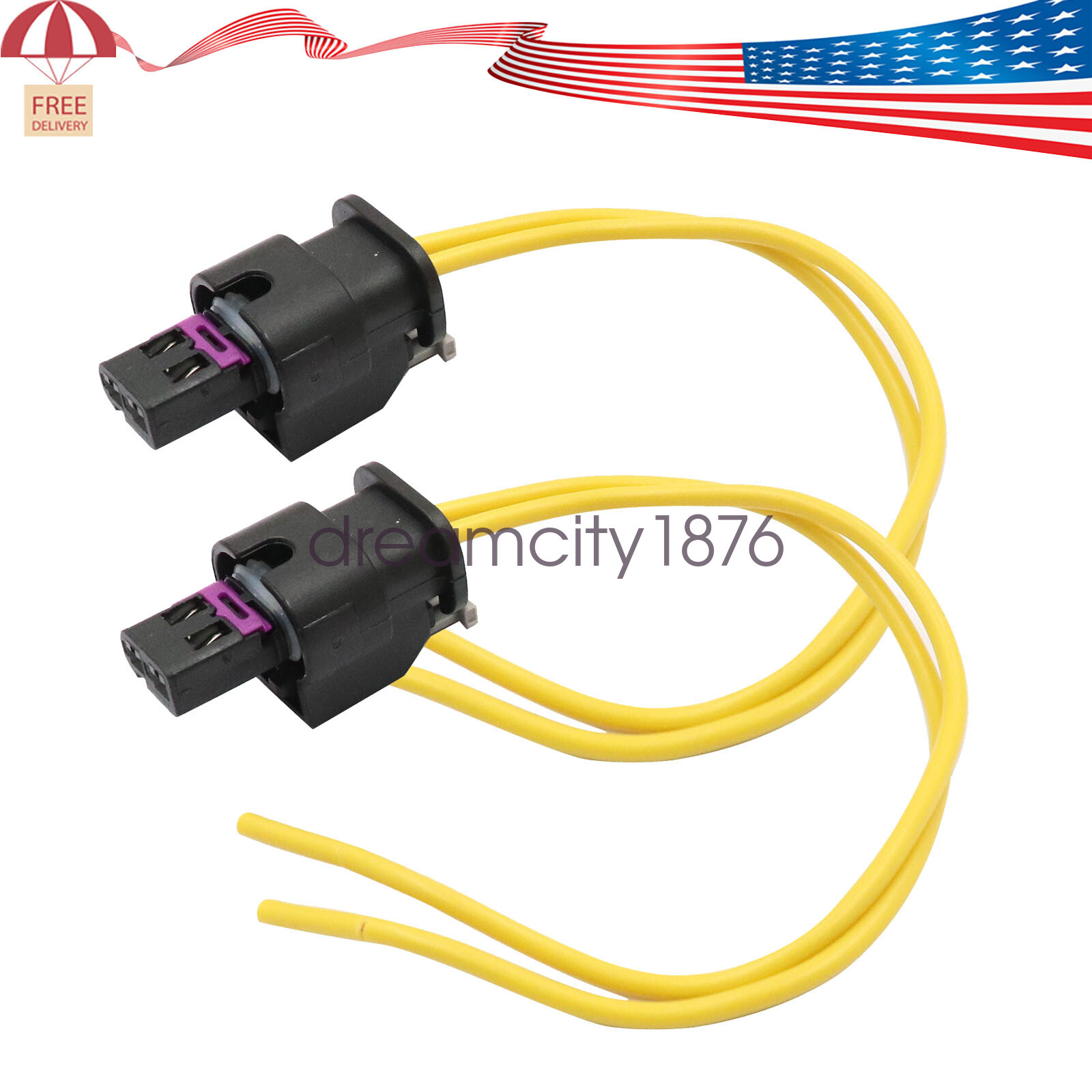 Fit For Ram 1500 2500 2019-20 2-Pin License Plate Light Connector Pigtail 2Pcs