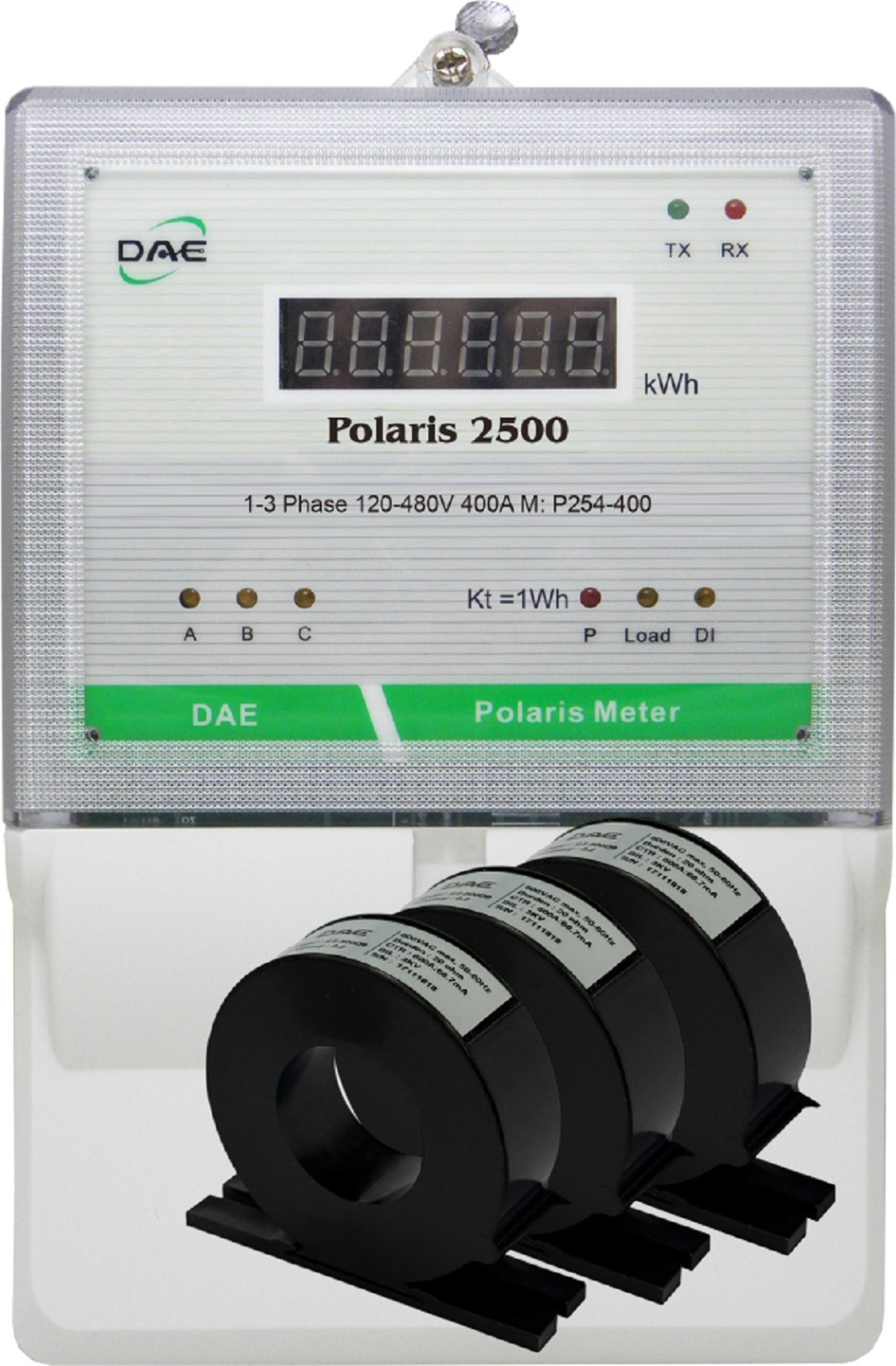 DAE P254-400-S KIT, 400A, RS485, UL kWh Submeter, 3 Phase 120-480V 3 CT