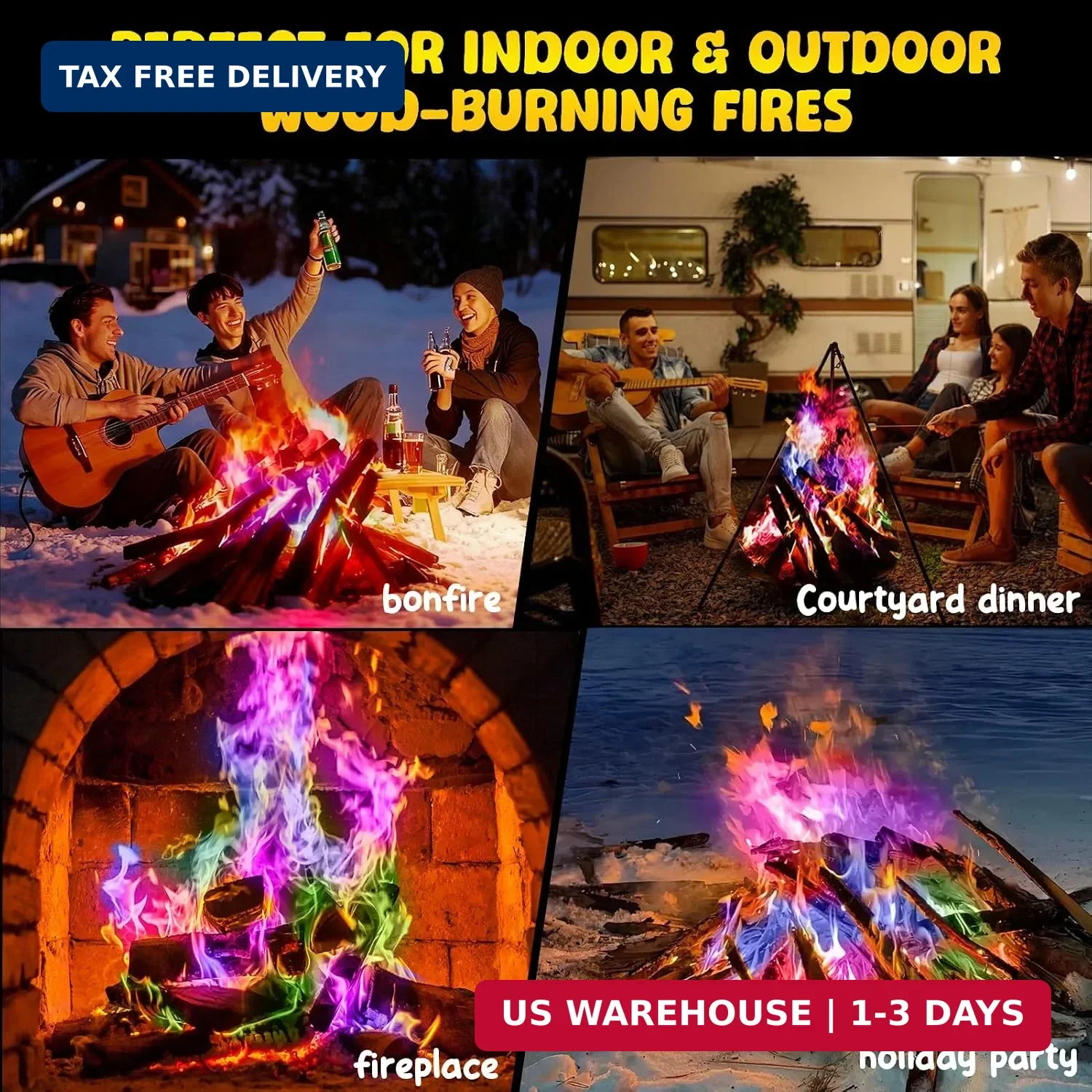 Hotdevil Fire Color Changing Packets (12Pack) Magical Flames Fire for Outdoor Ca