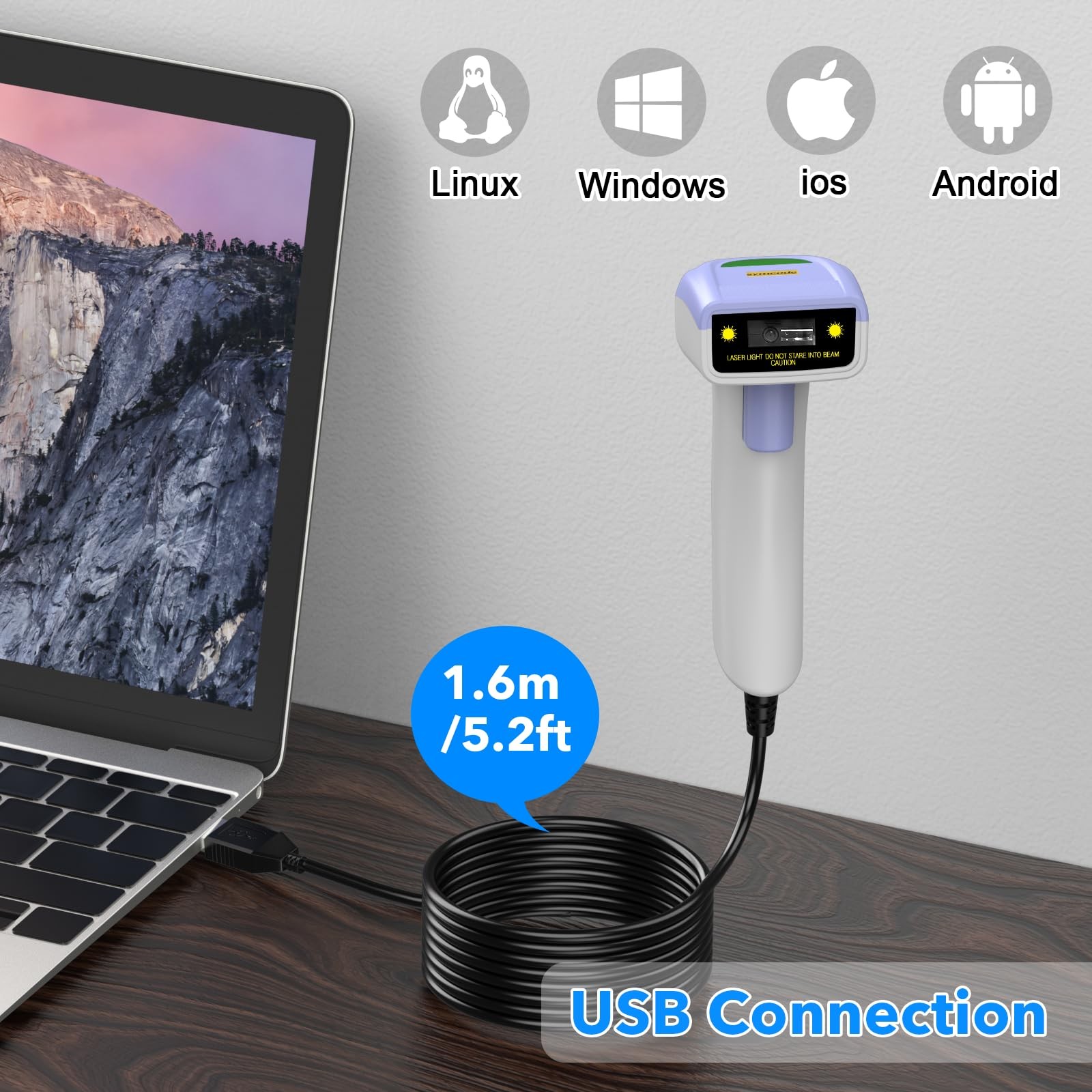 USB 1D Barcode Scanner Handheld Wired CCD Laser Reader Screen Scan UPC POS