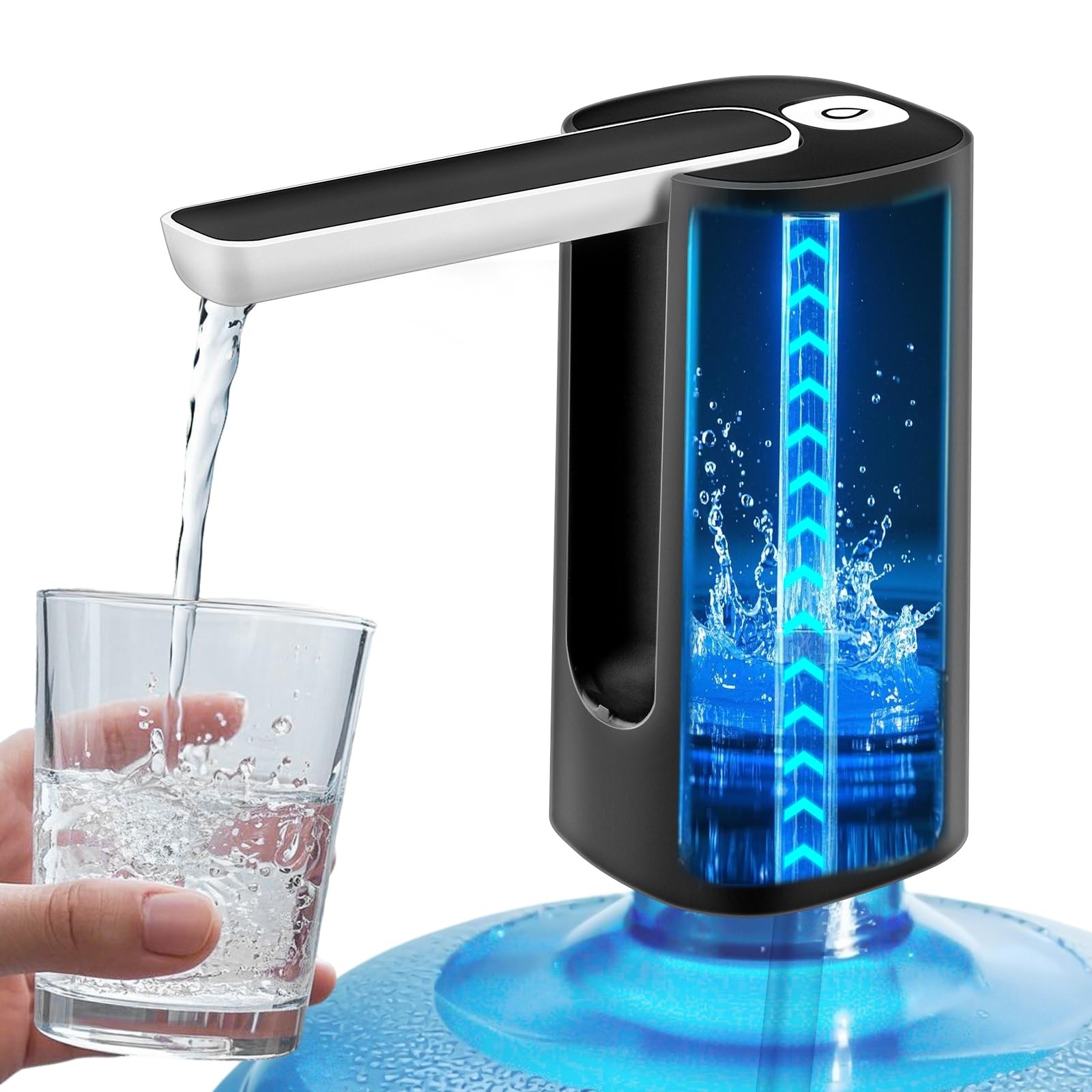 Foldable Water Dispenser for 5 Gallon Bottle, Electric Water Pump for 5 Gallo...