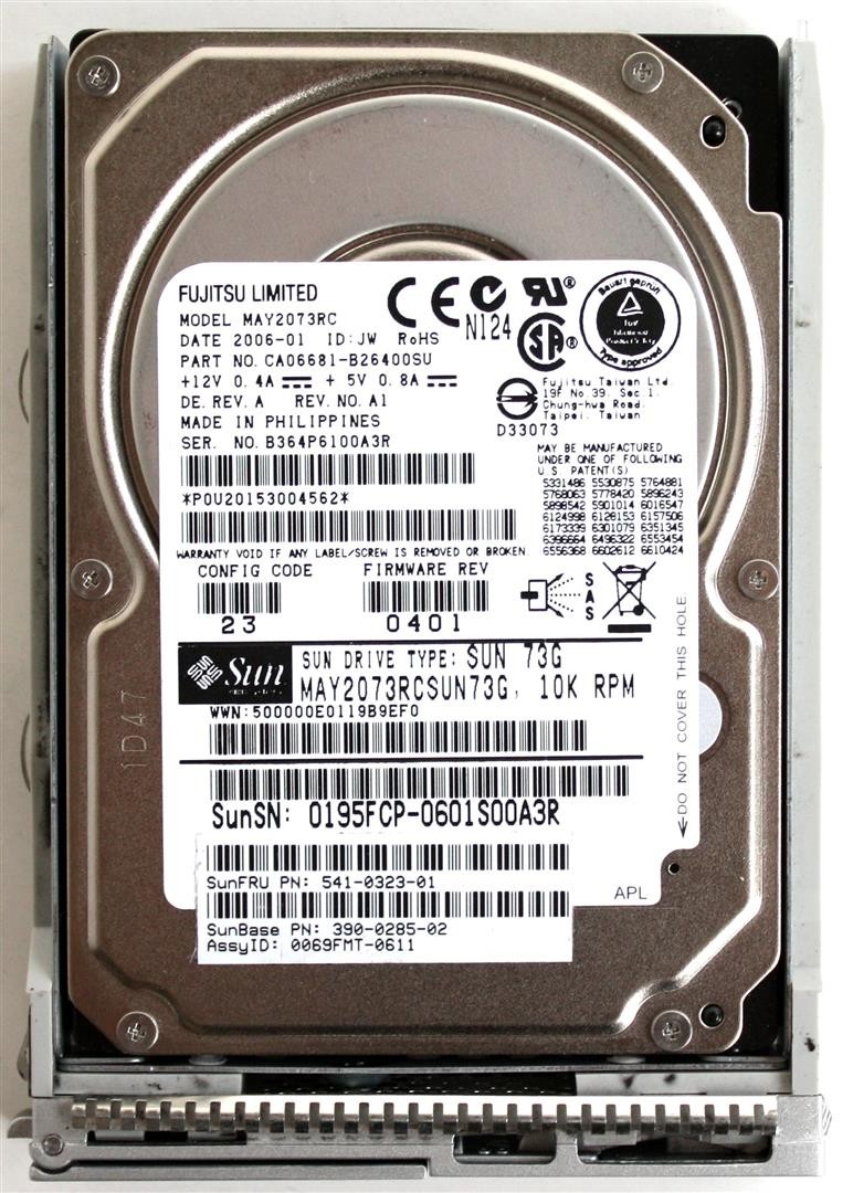Sun 541-0323-01 73gb 10k rpm laptop hdd, fujitsu may2073rc, p/n: ca06681-b26400