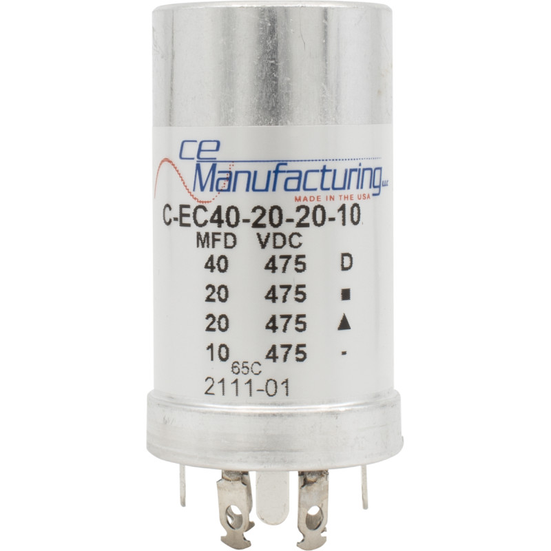 Capacitor, CE Mfg., 475V, 40/20/20/10µF