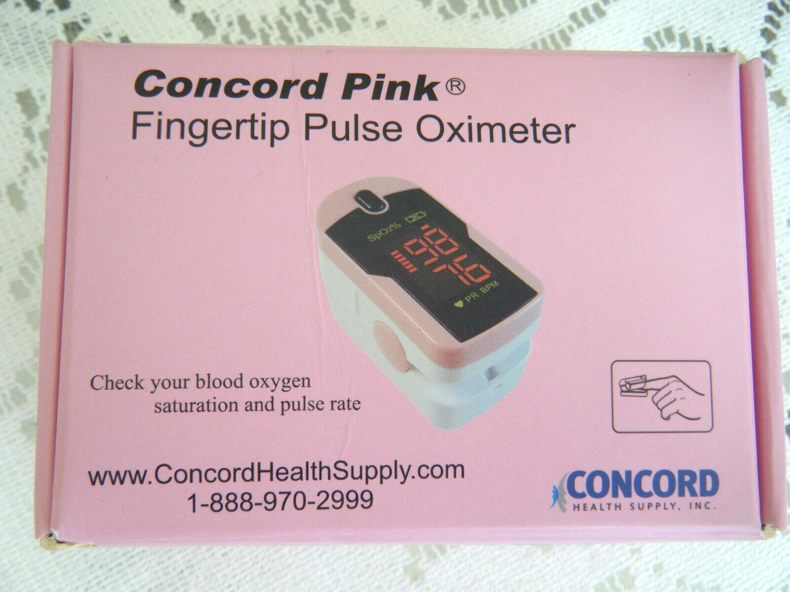 CONCORD FINGERTIP PULSE OXIMETER-PINK COLOR-MONITOR BLOOD OXYGEN & PULSE RATE