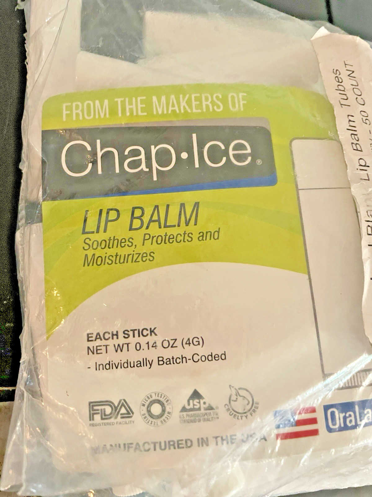 Lot of 50 chap ice in unopen bag exp. 8/26