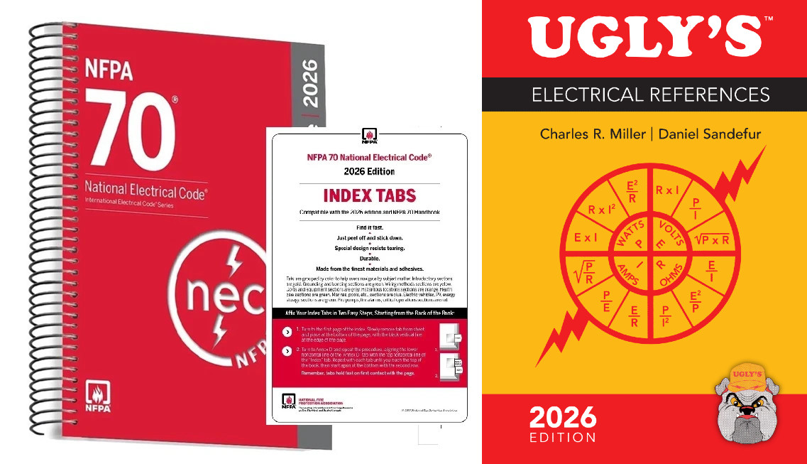 NFPA 70 2026 NEC Code Book + Ugly's Electrical Ref Spiral + Index TAB 2026