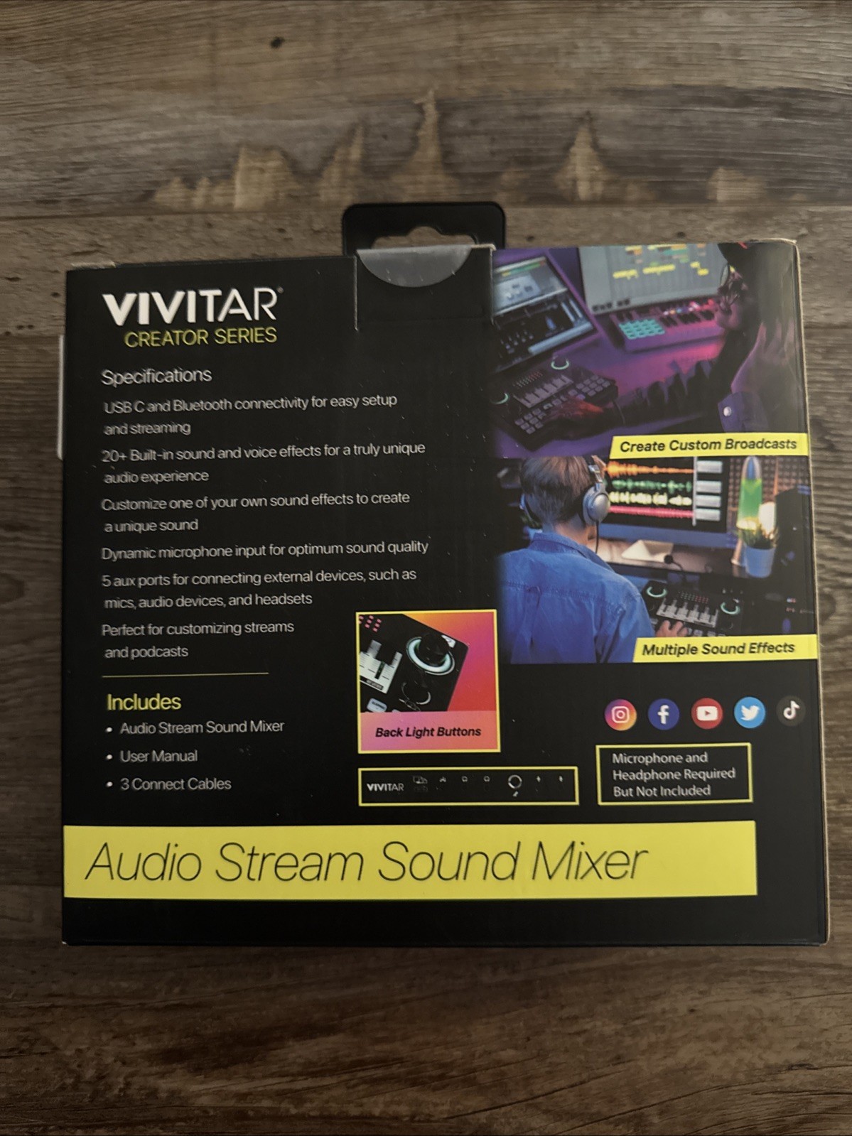 Vivitar Creator Series Audio Stream Sound Mixer USB-C Bluetooth Voice Effects