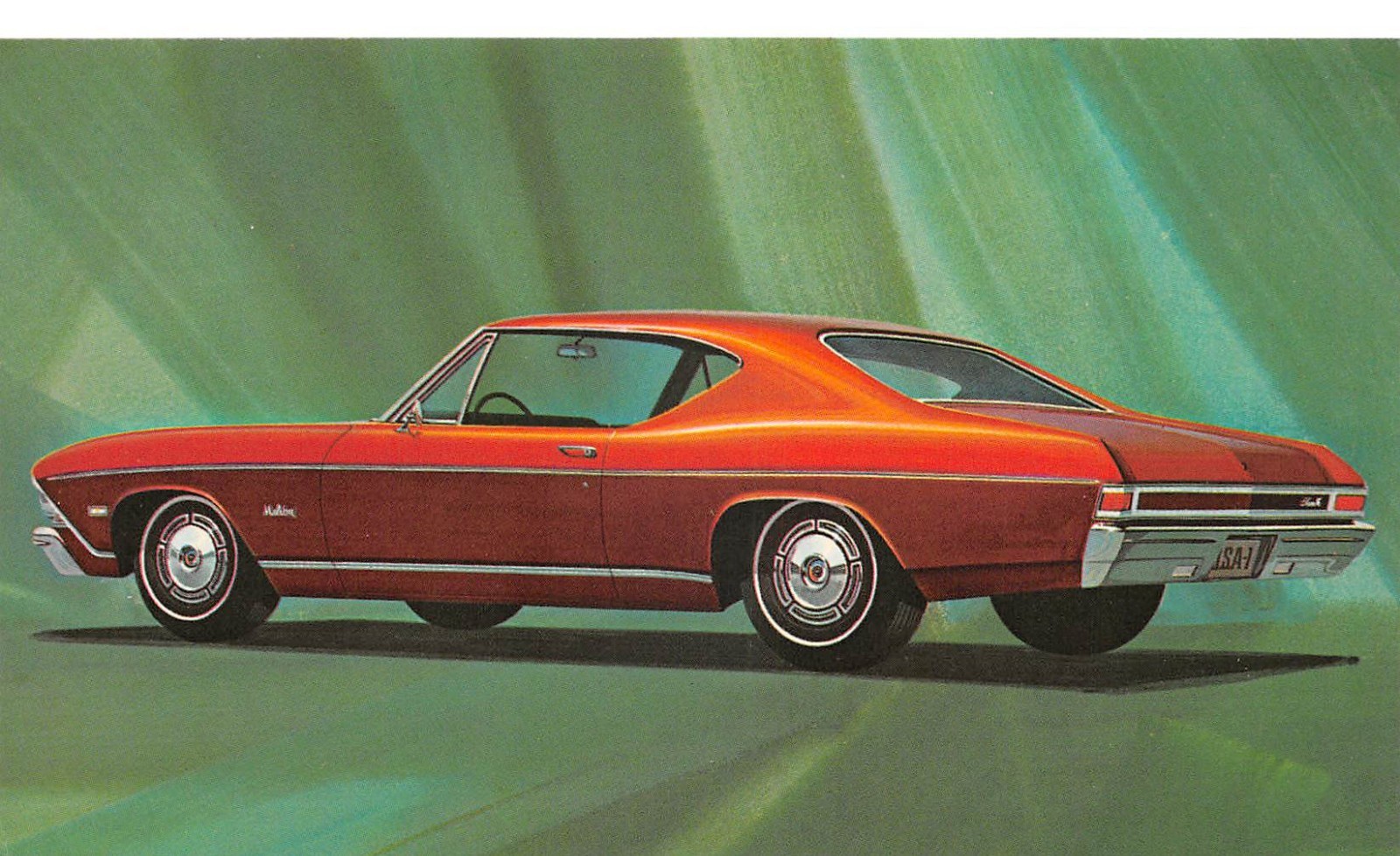 Beautiful 1968 Chevelle Malibu Sport Coupe by Chevrolet Classic Car Adv Postcard
