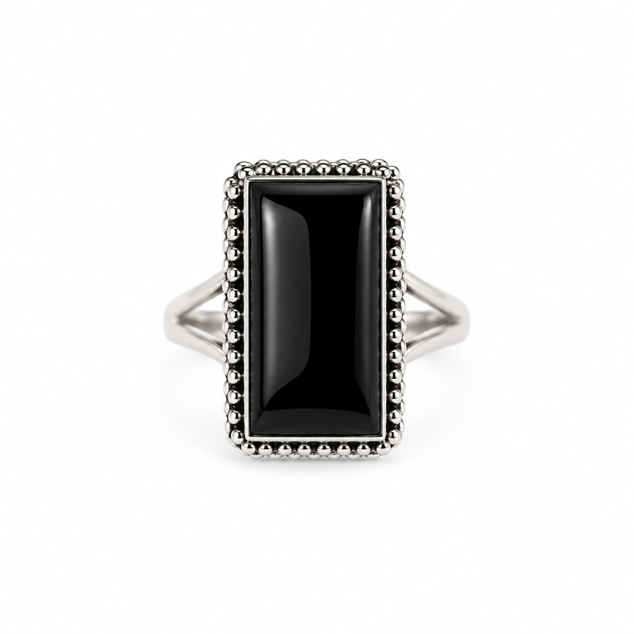 Handmade 925 Sterling Silver Black Onyx Women Ring Natural Rectangle Gemstone