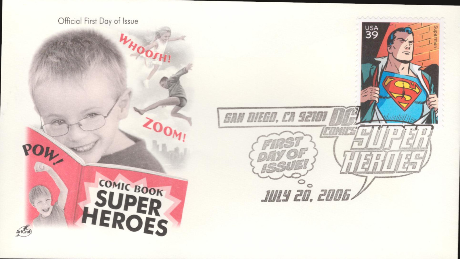 2006 First Day of Issue - DC Comic Heros - Superman - Art Craft Cachet