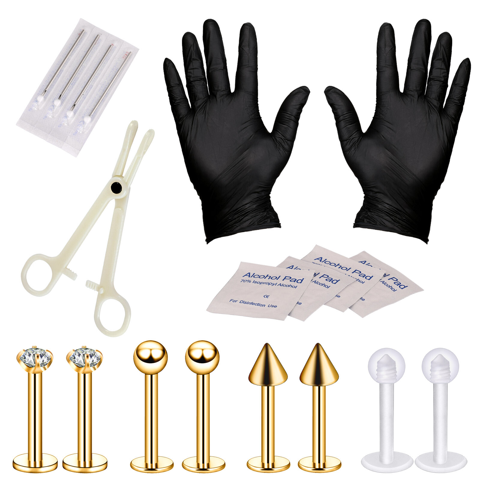 148X Professional Body Piercing Gun Tool Kit Ear Nose Navel Nipple Needles Set