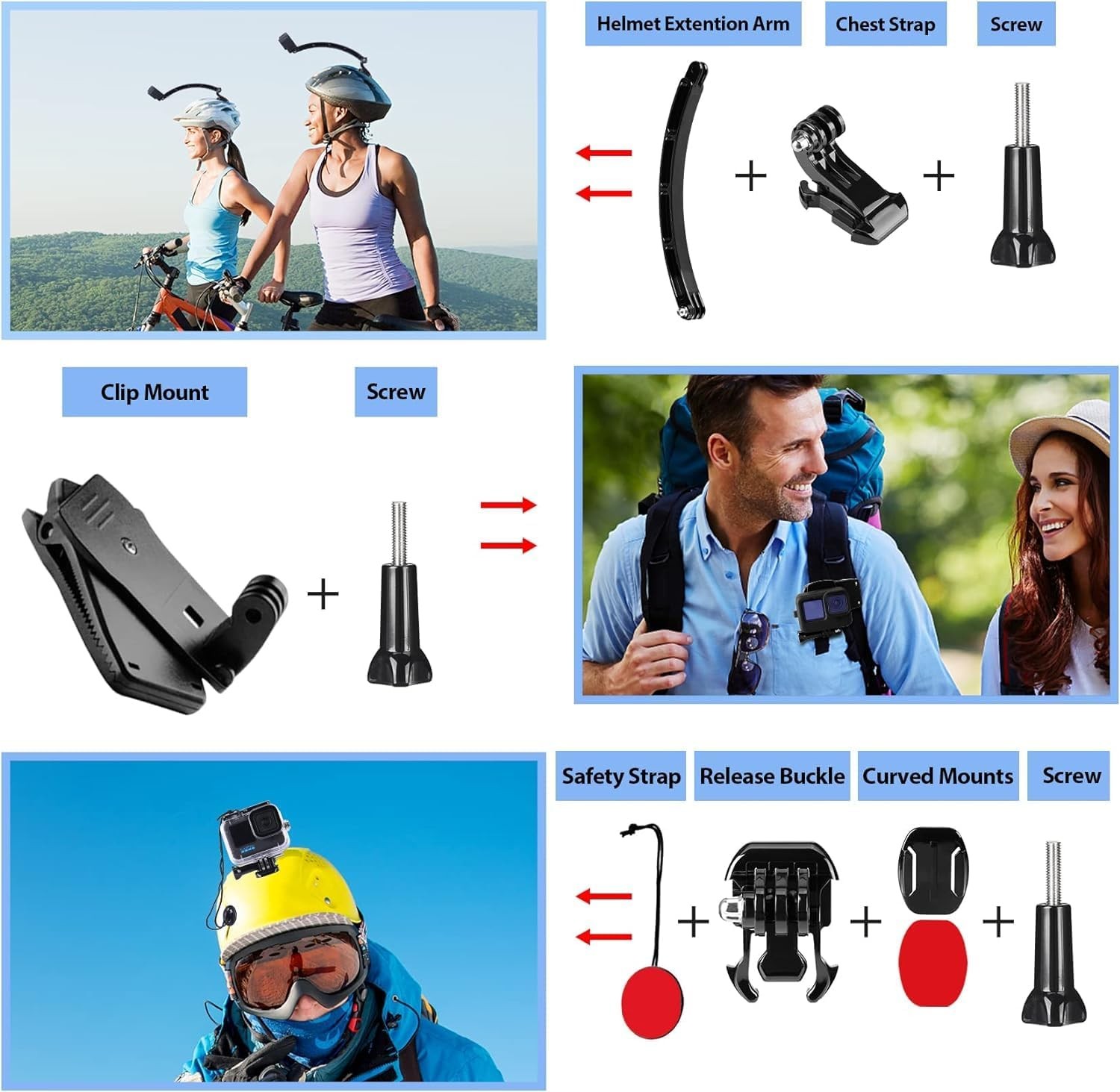 Action Camera Accessory Kit Waterproof Housing Straps