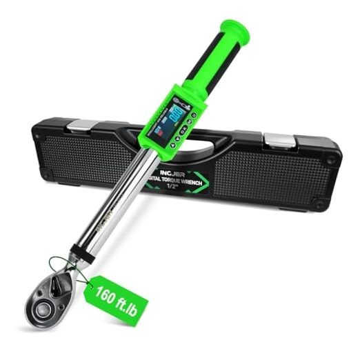 UPGRADE 1/2 Inch Drive Digital Torque Wrench 8-160FT-LB/10-220N.M, Torque Green