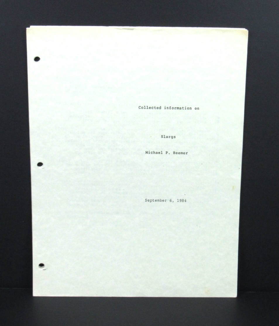 1984 Tri-Tac Collected Information on Slargs Michael Beemer RARE HOMEBREW