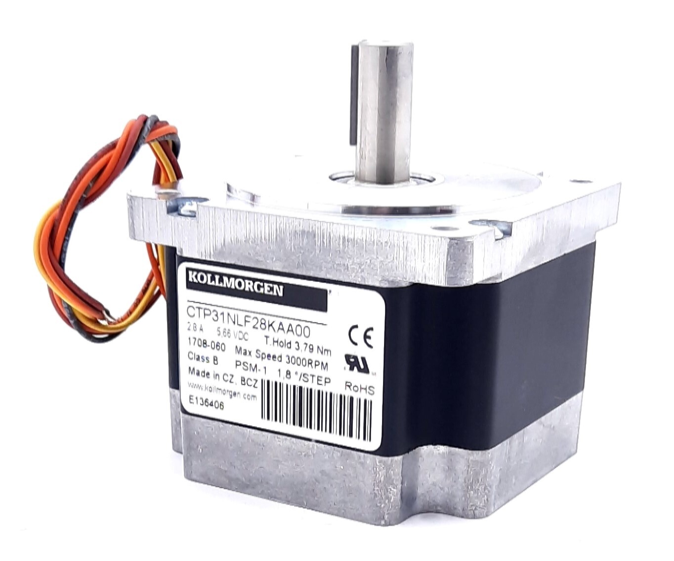 Kollmorgen CTP31NLF28KAA00 Stepper Motor 1 Stack 4 Wire 3000rpm 2.8A 5.66VDC