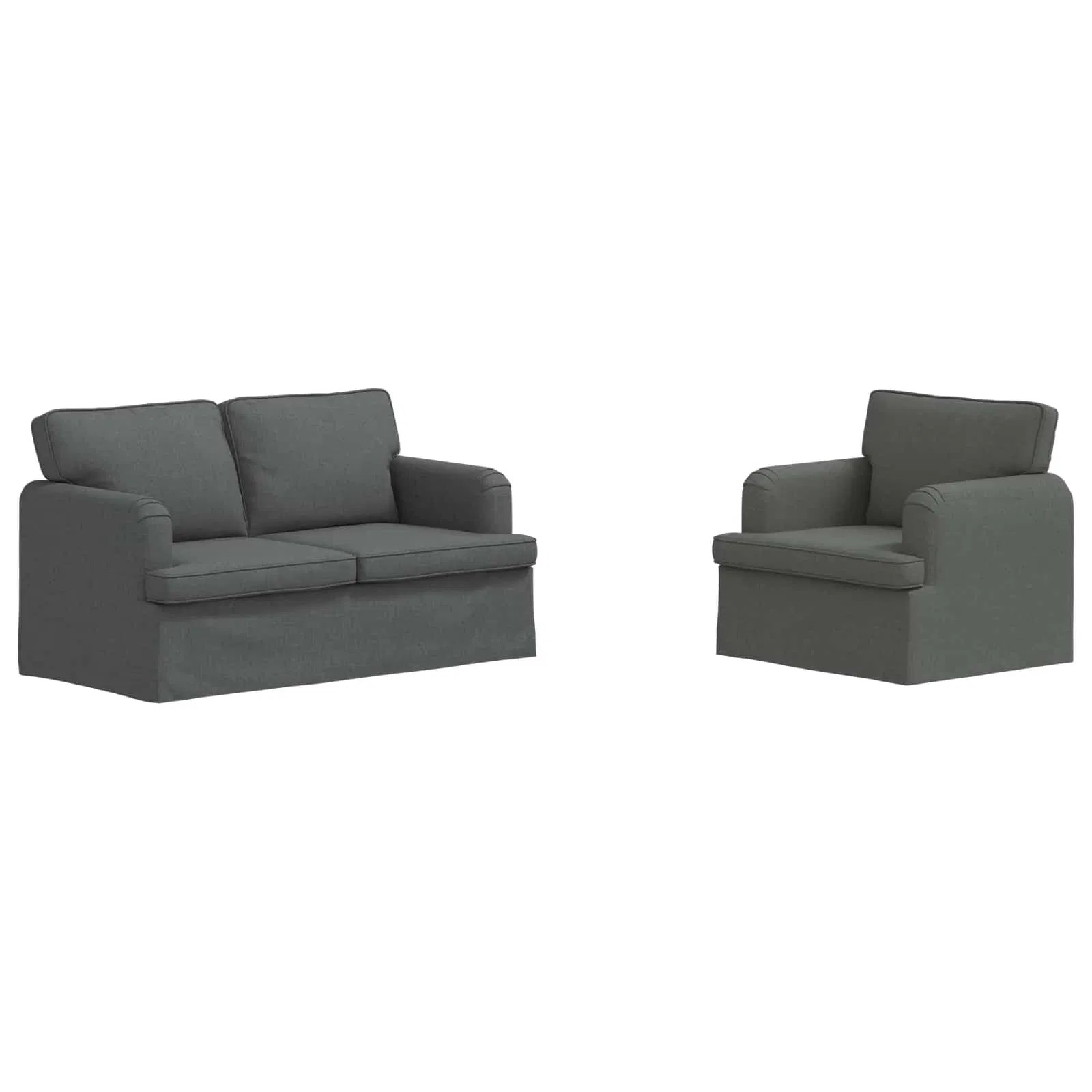 Sofa Set 2 pcs Dark Grey 144 x 80 x 85 cm Fabric