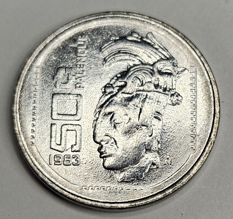 1983 Mexico 50 Fifty Centavos - Mexican Coin - Stainless Steel - World Coin